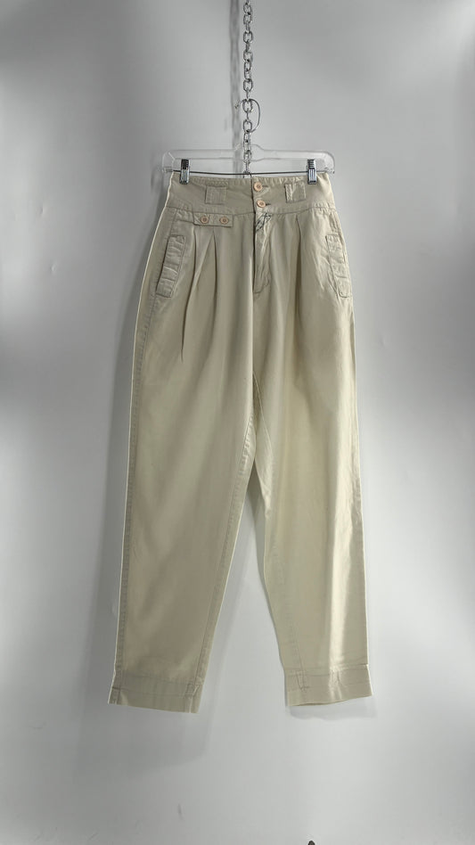 Vintage 1980s JORDACHE Off White High Waisted Pleated Waist Trouser Pant (9/10)