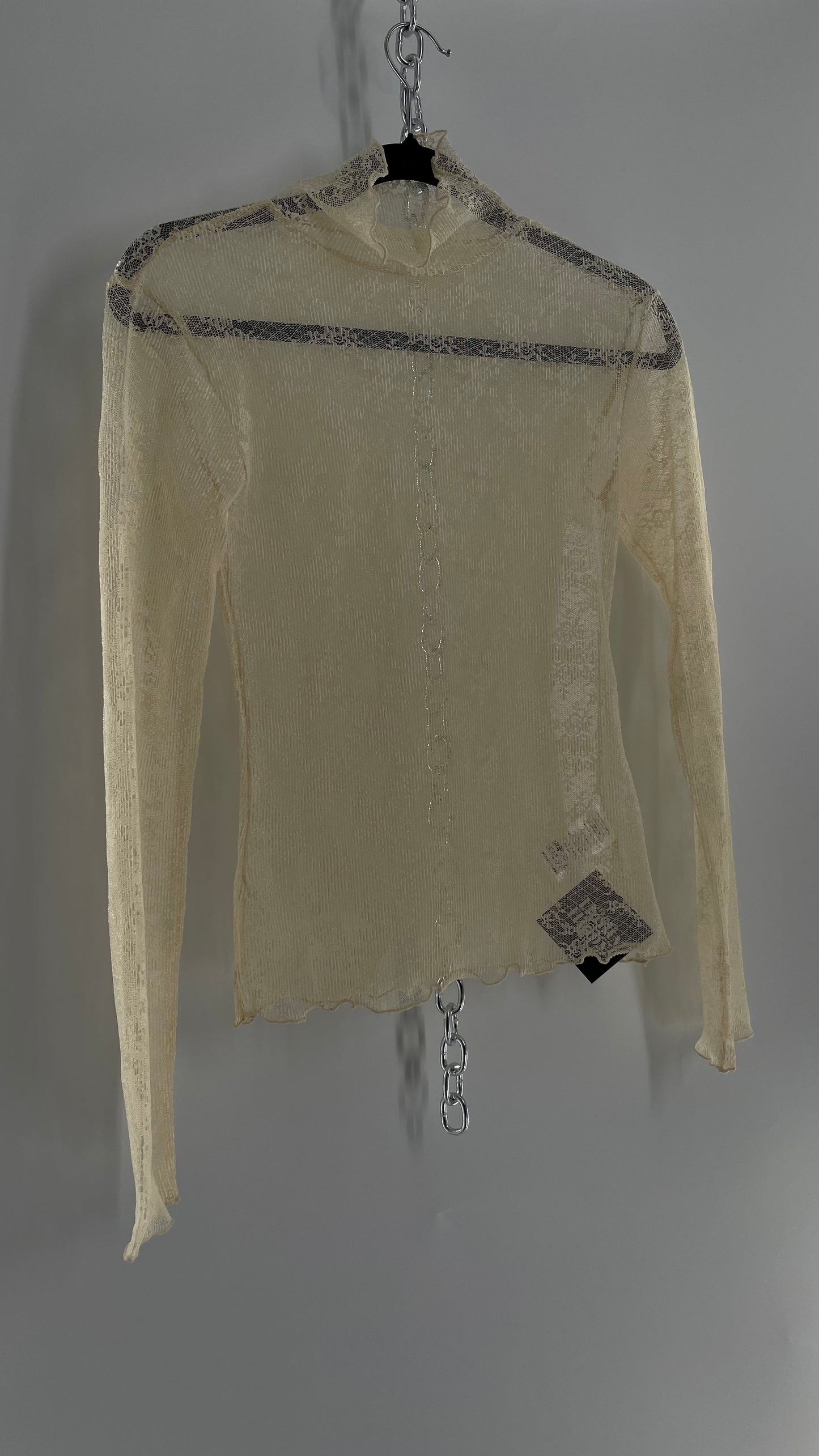 Free People Curetty Baby Yellow Lace Turtle Neck (Small)