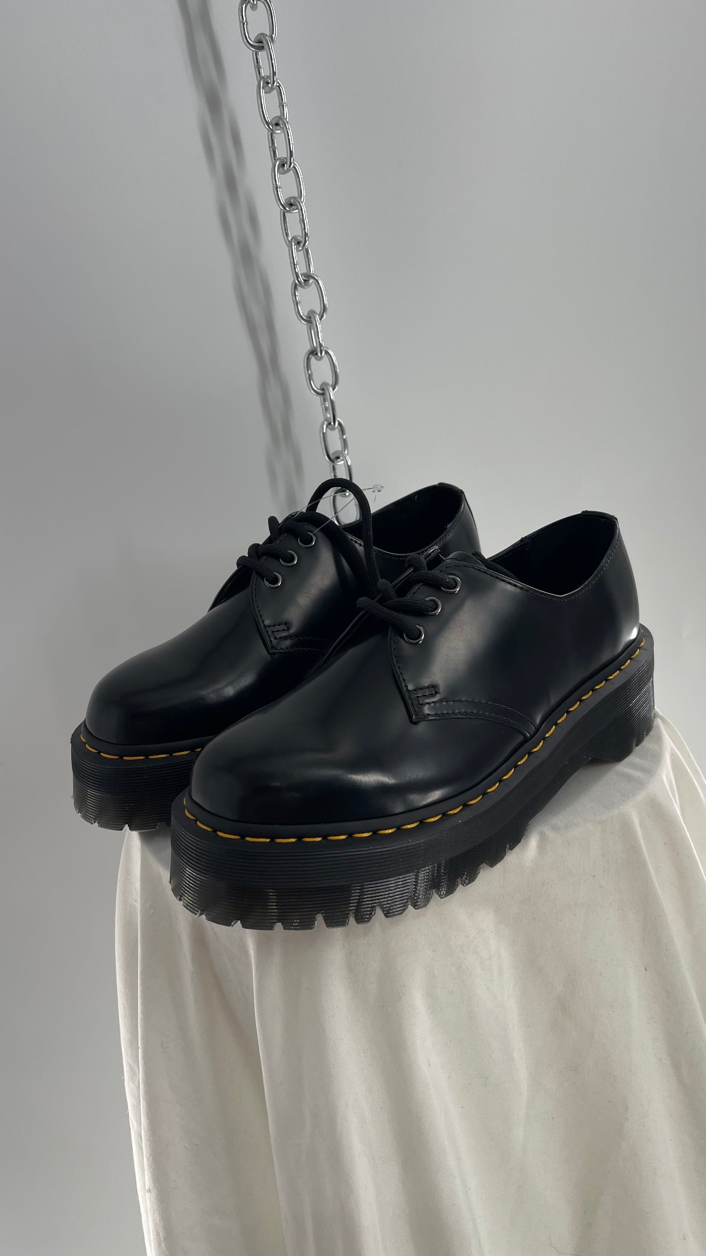 Dr.Martens Black Patent 1461 Quad li Leather Platform Oxfords (8.5L, 7.5M)