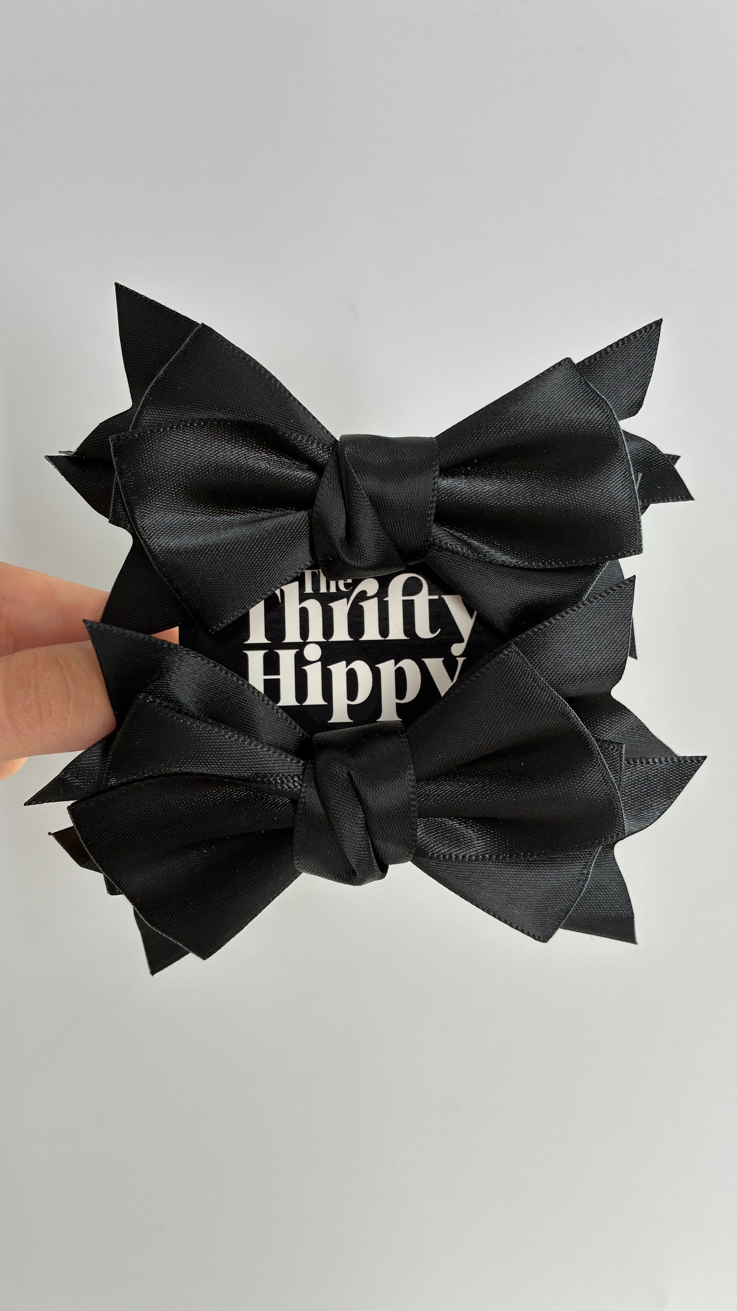 Black Satin Bow Shoe Clips