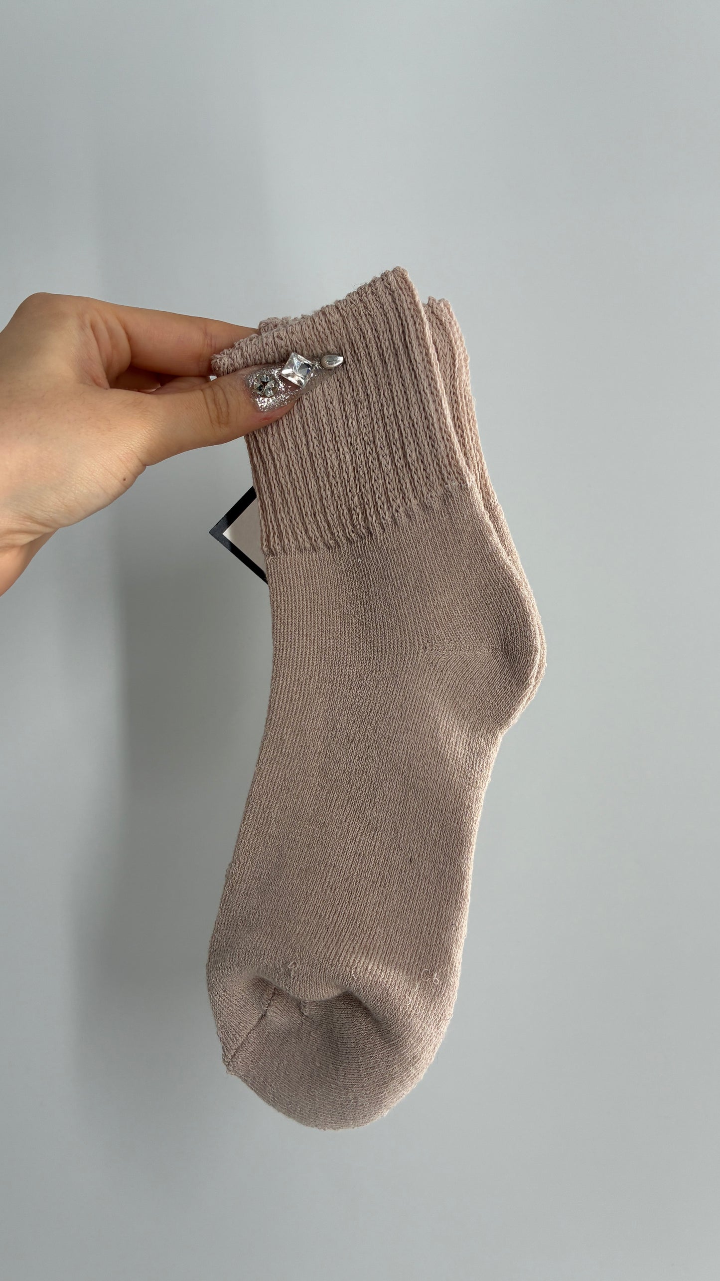 NWOT Knit Beige Crew Sock