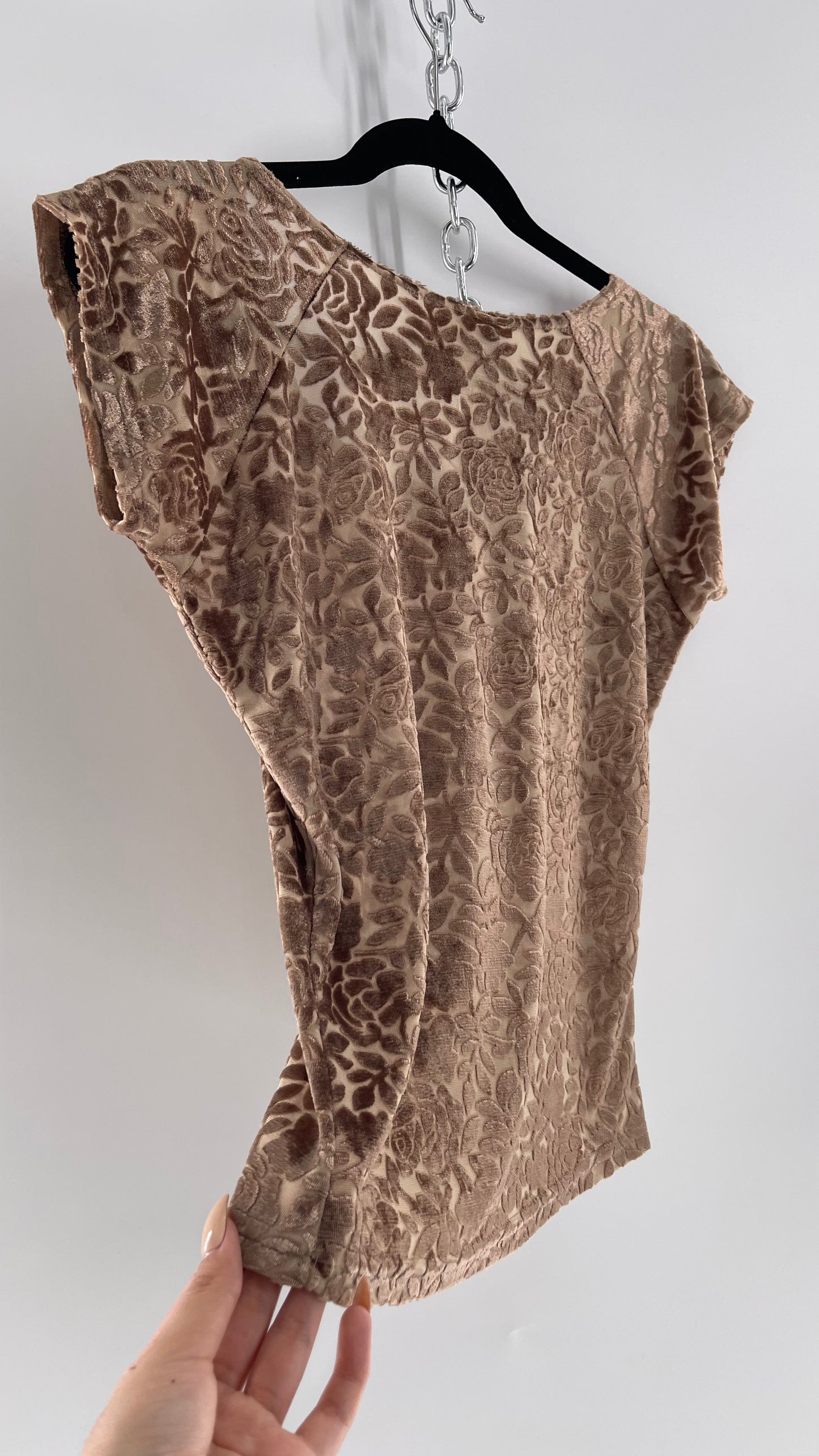 Caffeine Tan/Champagne Velvet Rose Short Sleeve (Medium)