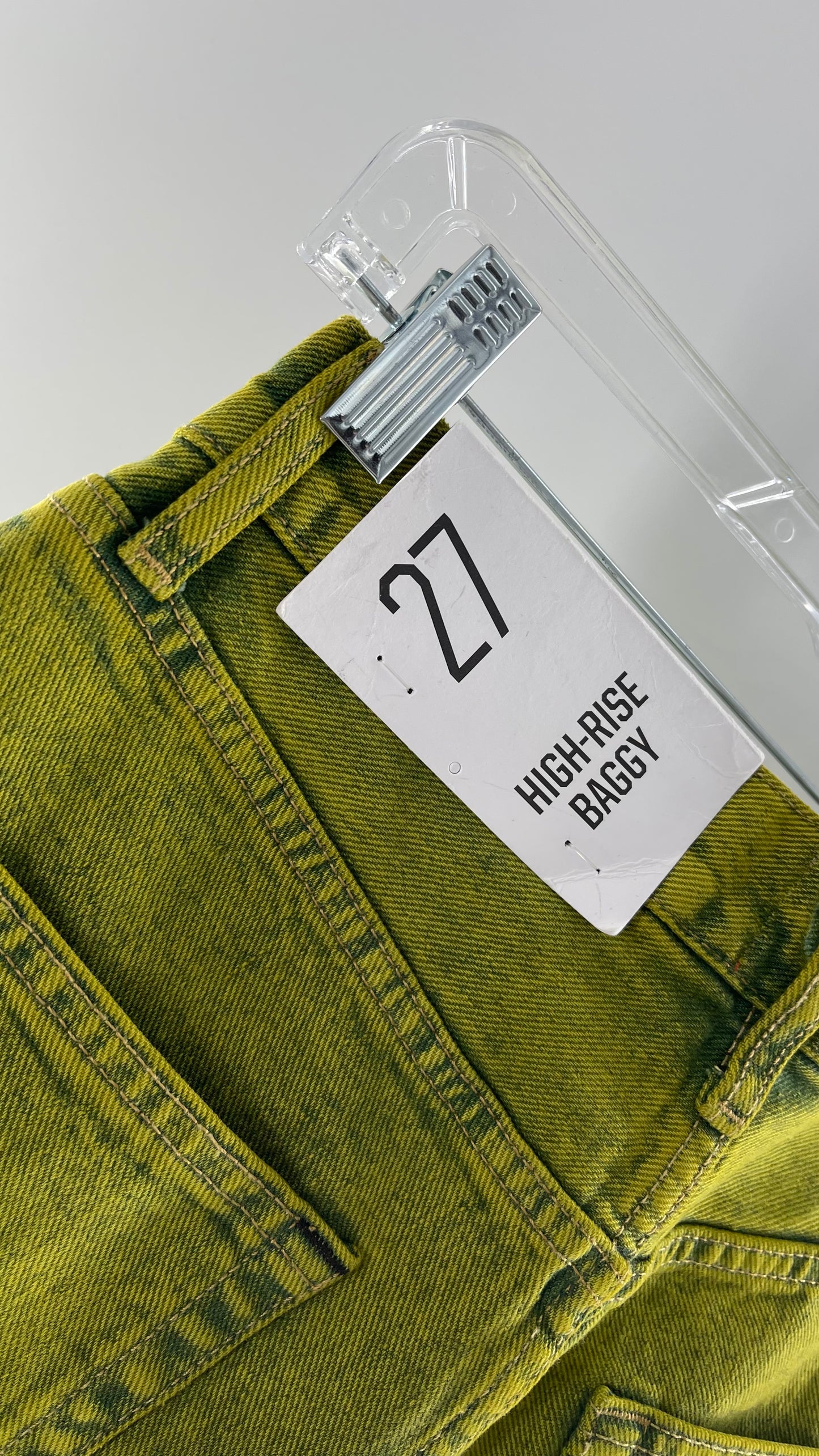 Slime Green Acid Wash High Rise Baggy BDG Urban Outfitters Jeans (27)