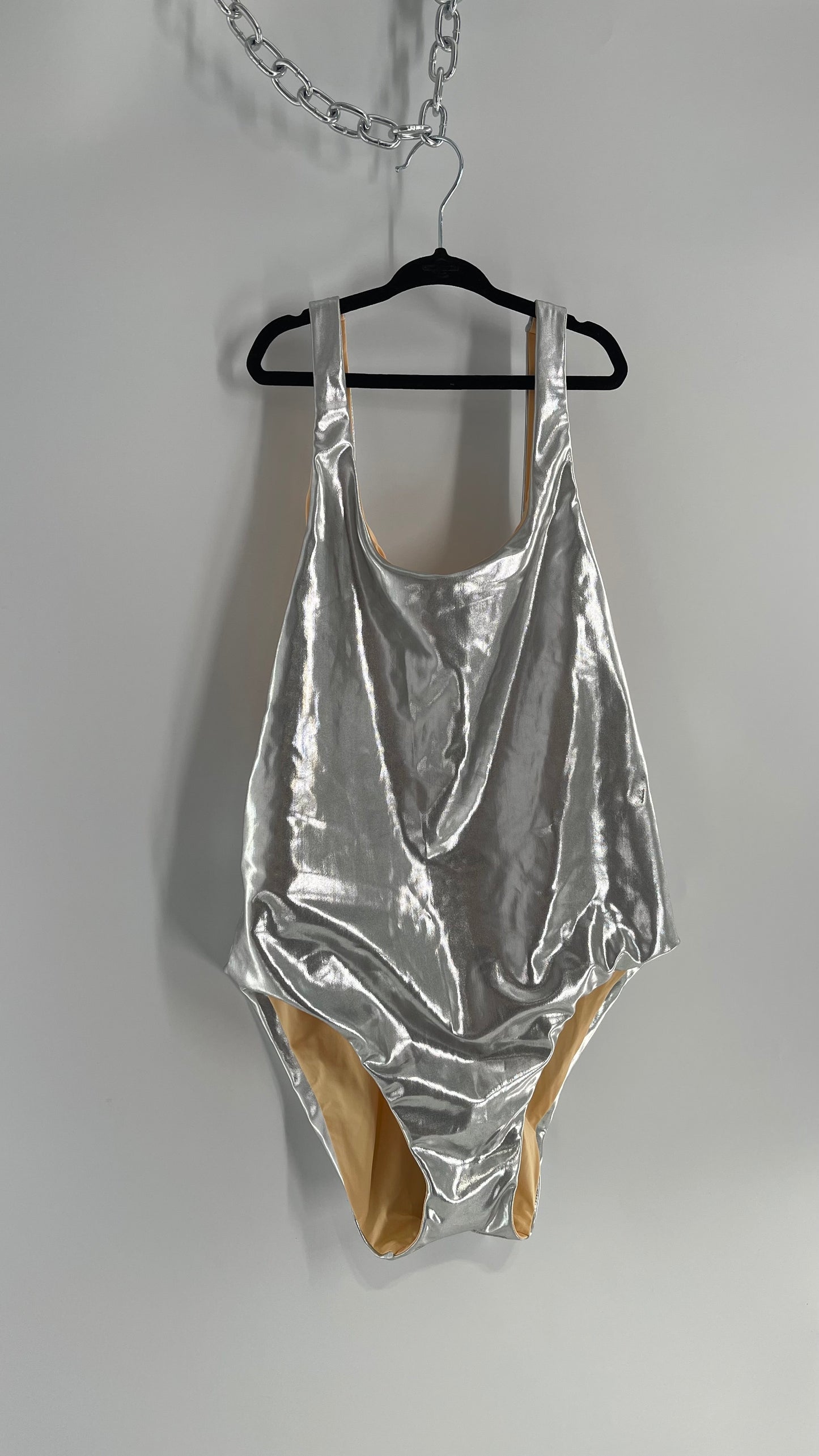 Dolce Vita Reversible Silver Metallic/Nude Swimsuit (Medium)