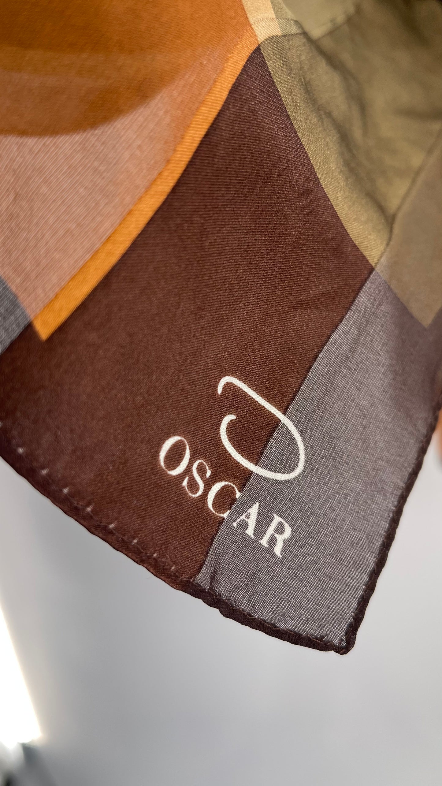 Vintage Oscar de la Renta Brown Abstract Scarf