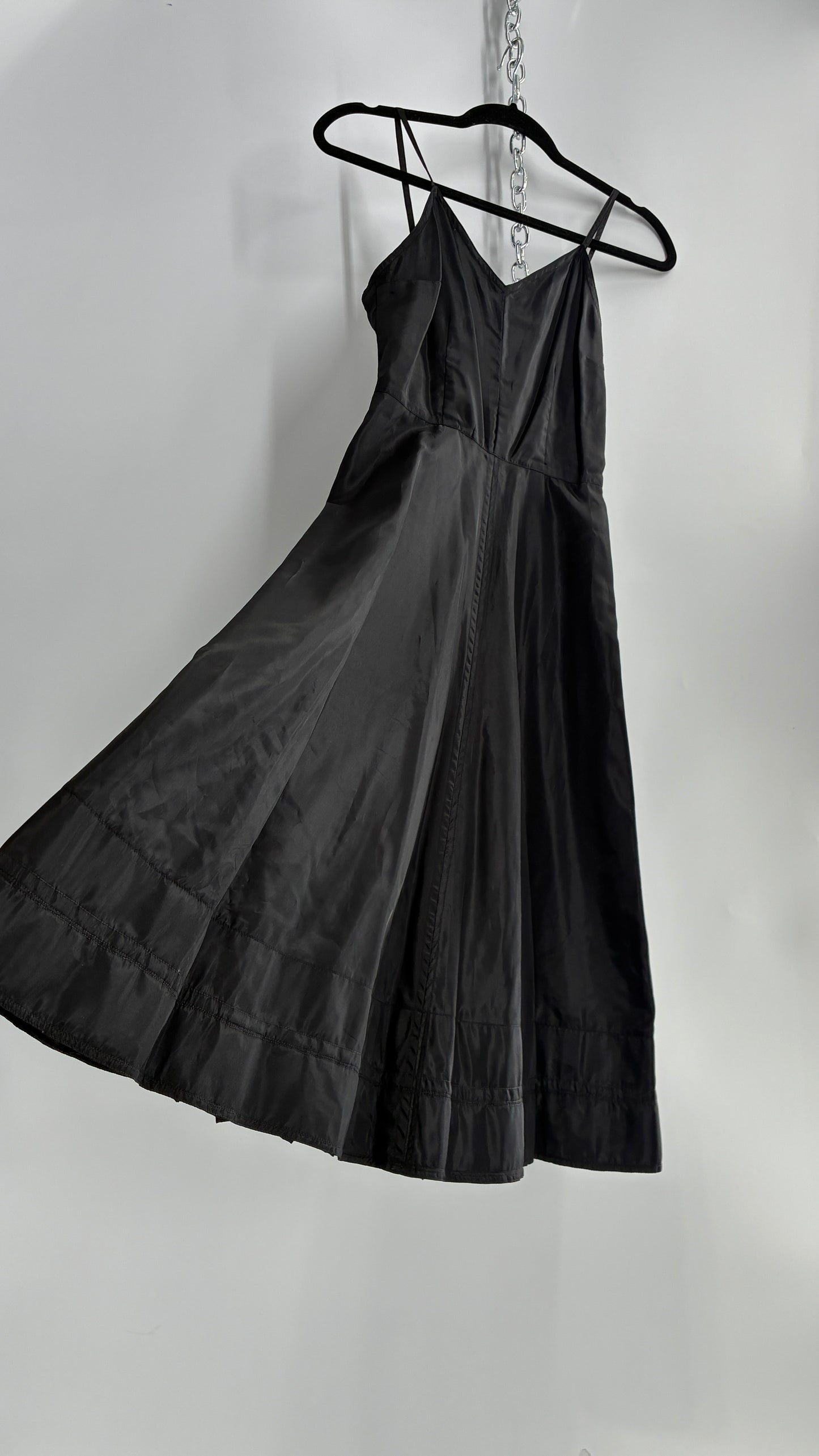 Vintage Black Midi Crinoline Style Dress (S)