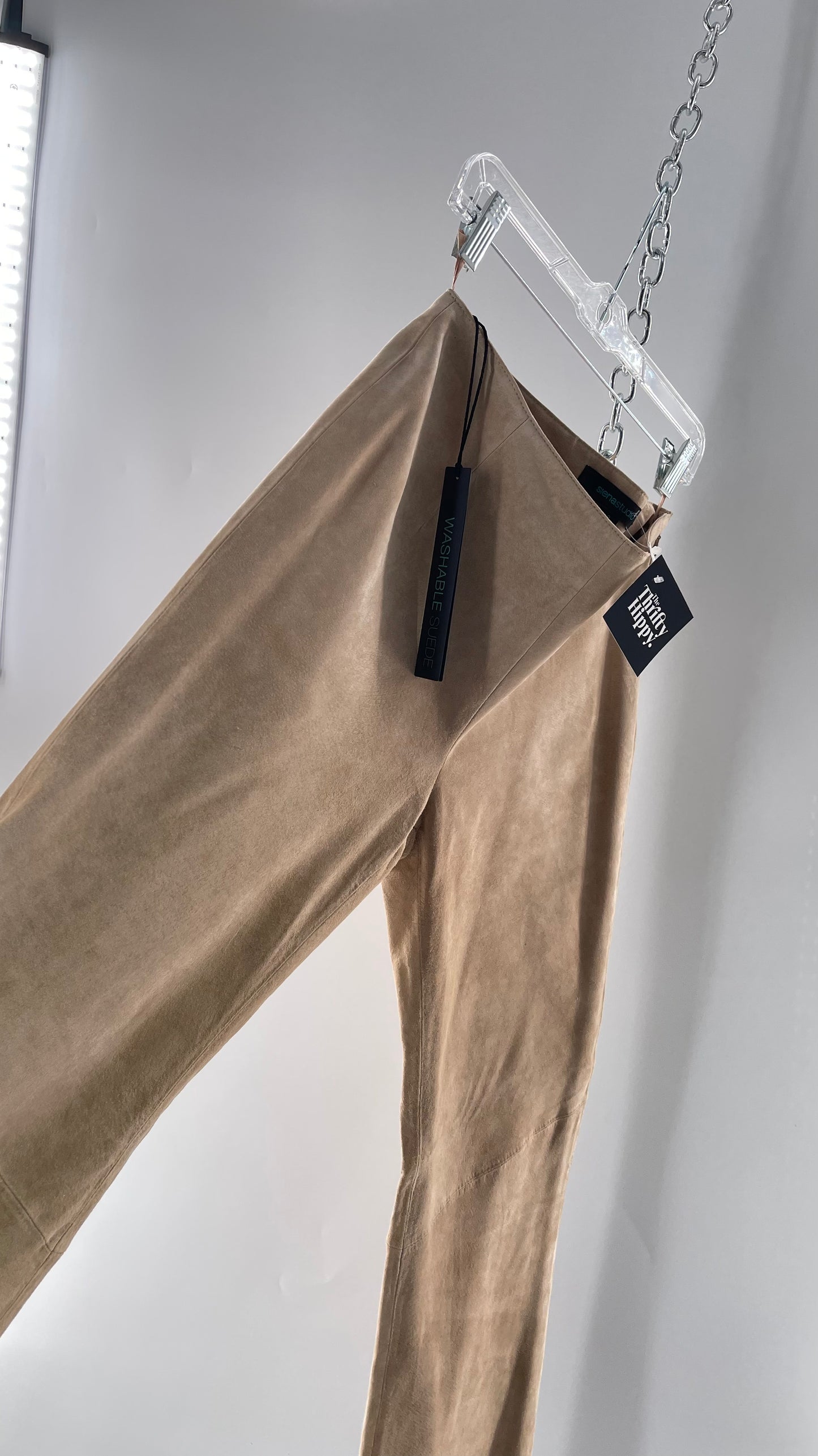 Deadstock Vintage Slouchy SienaStudio Oatmeal Tan Suede Pants (8)