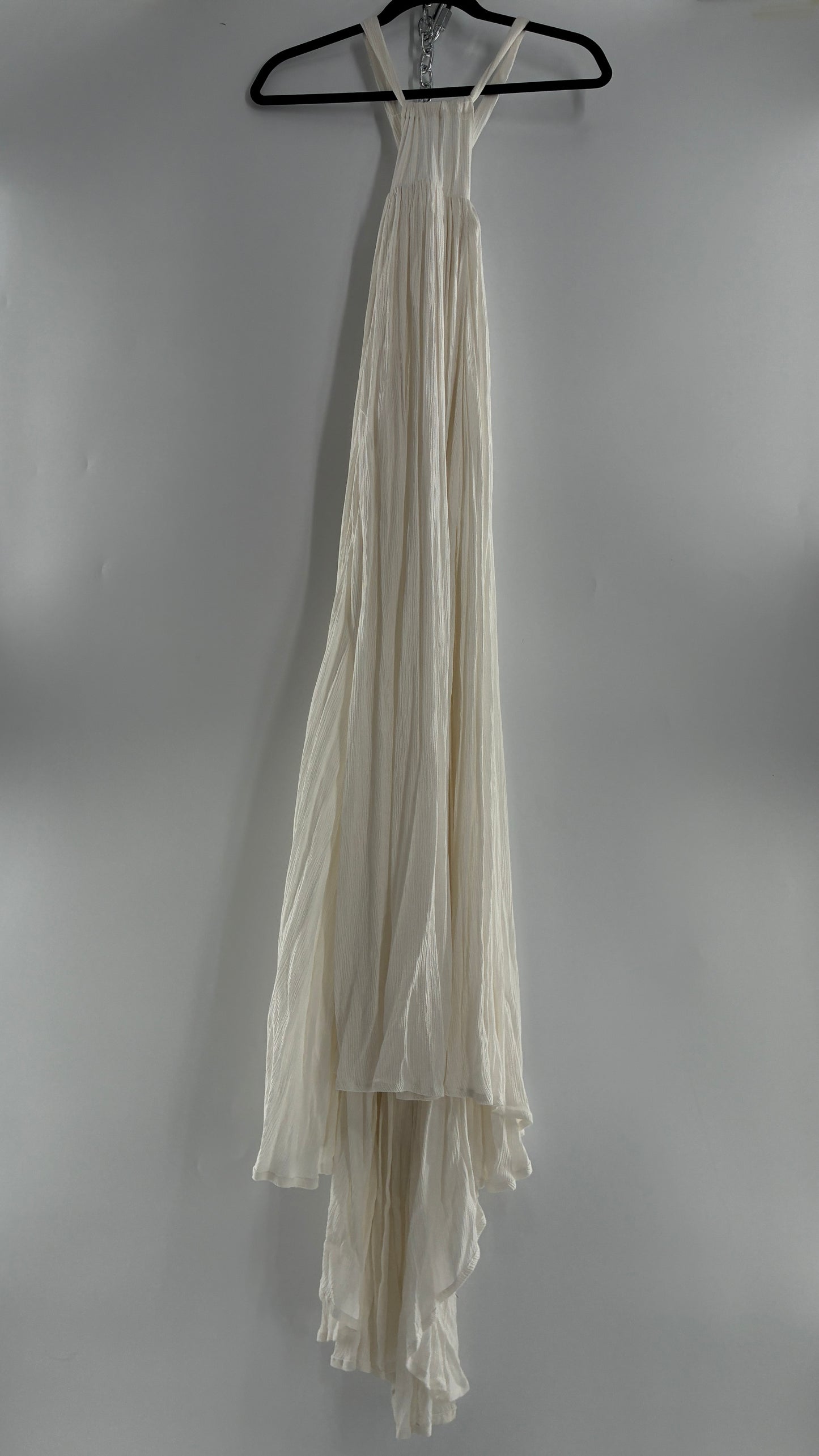 Free People White Voluminous Maxi Gown with Low Open Back (XS)