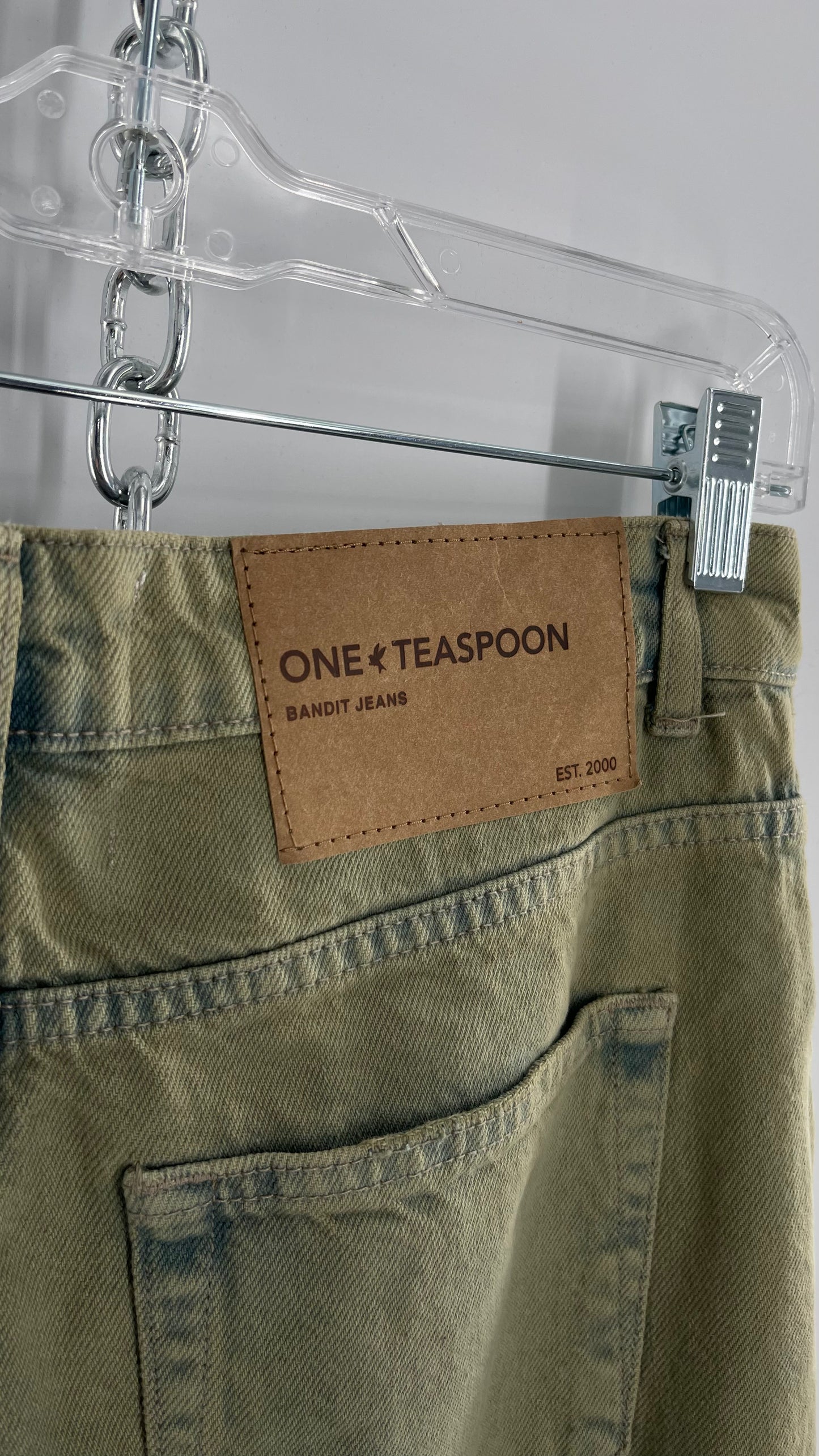 One Teaspoon Distressed Baggy/Bandit Relaxed Jean with Green Hue/Wash (Khaki Haze) (25)