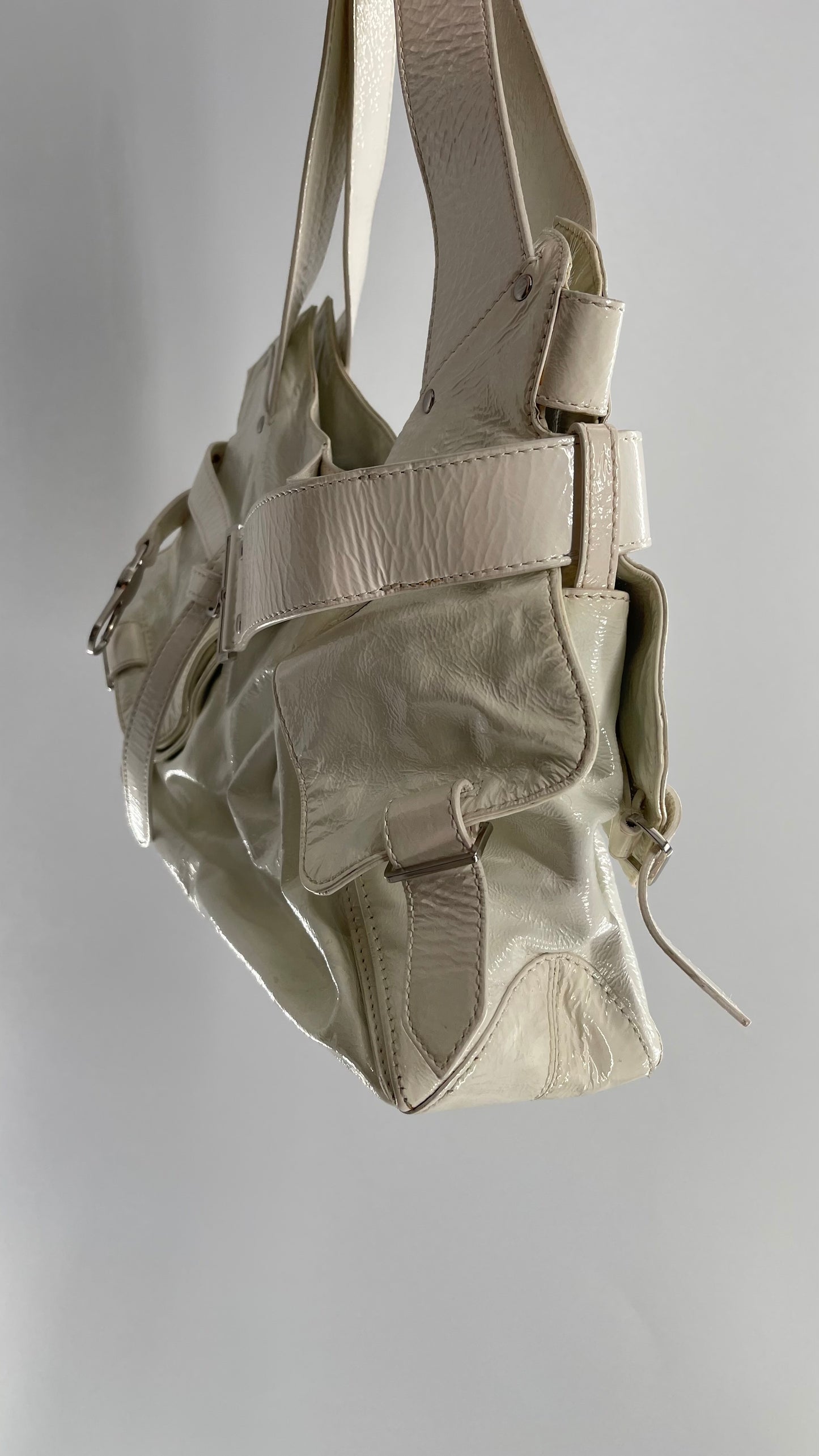 Vintage 1990s White Buckle Bag