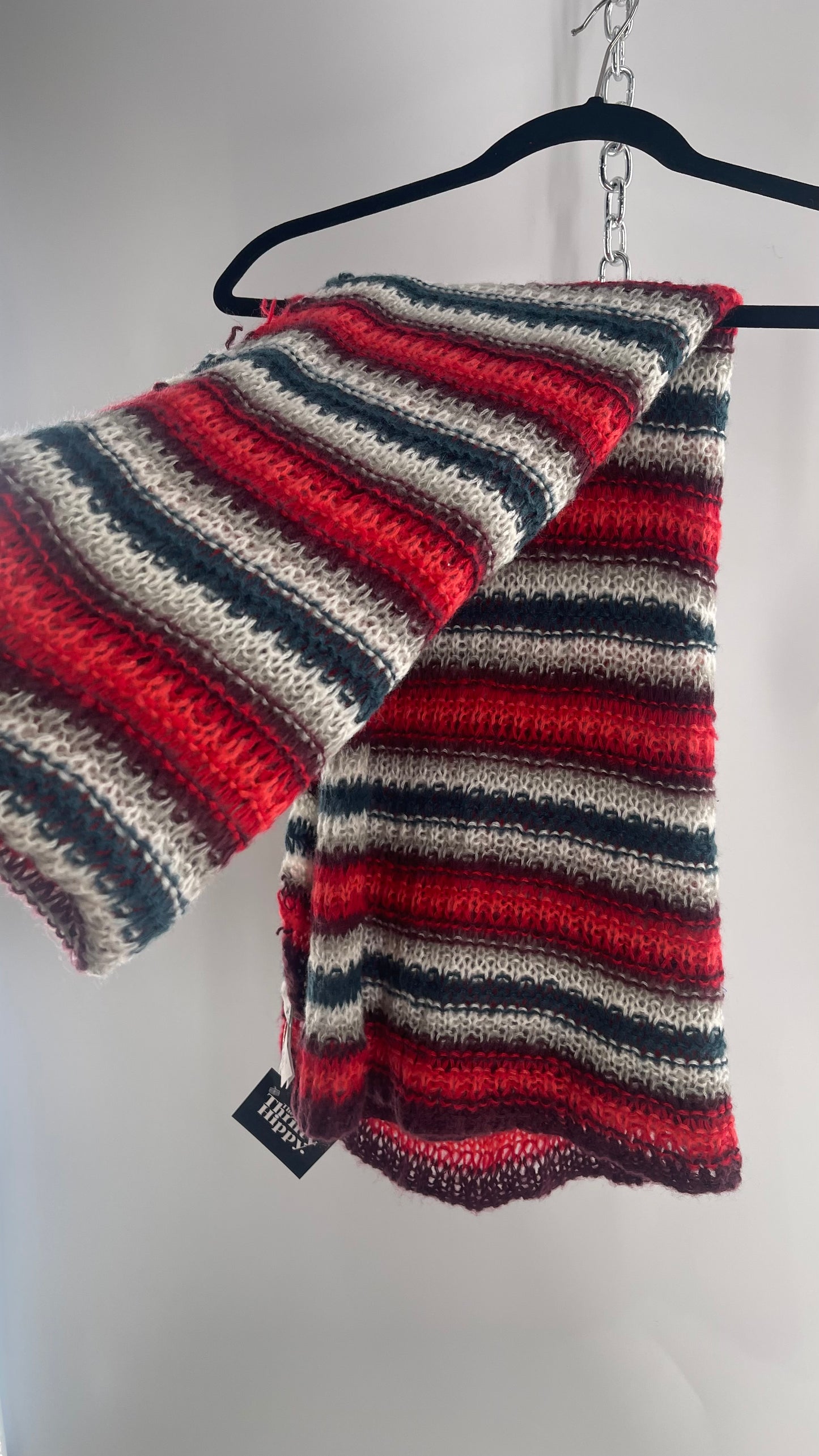 Open Knit Scarf Gray Tones