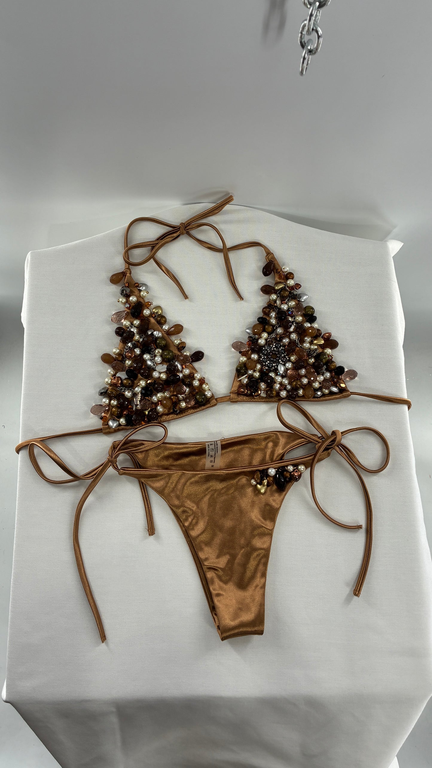 Handmade, Bronze and Beaded Swimsuit (Medium)