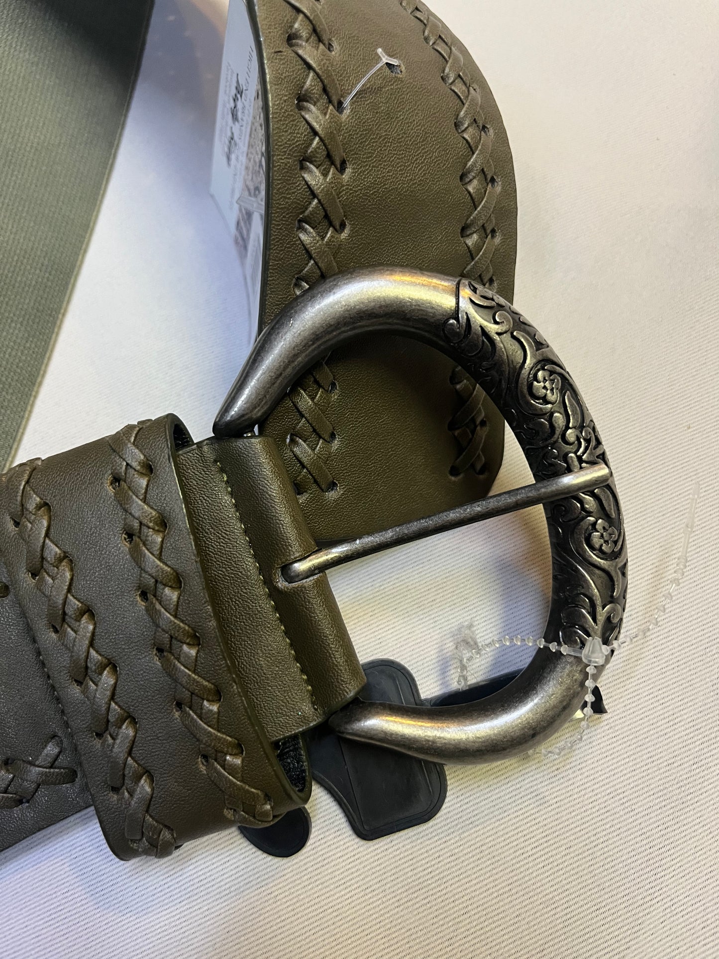 Body Central Olive Green Leather Elastic Belt SM
