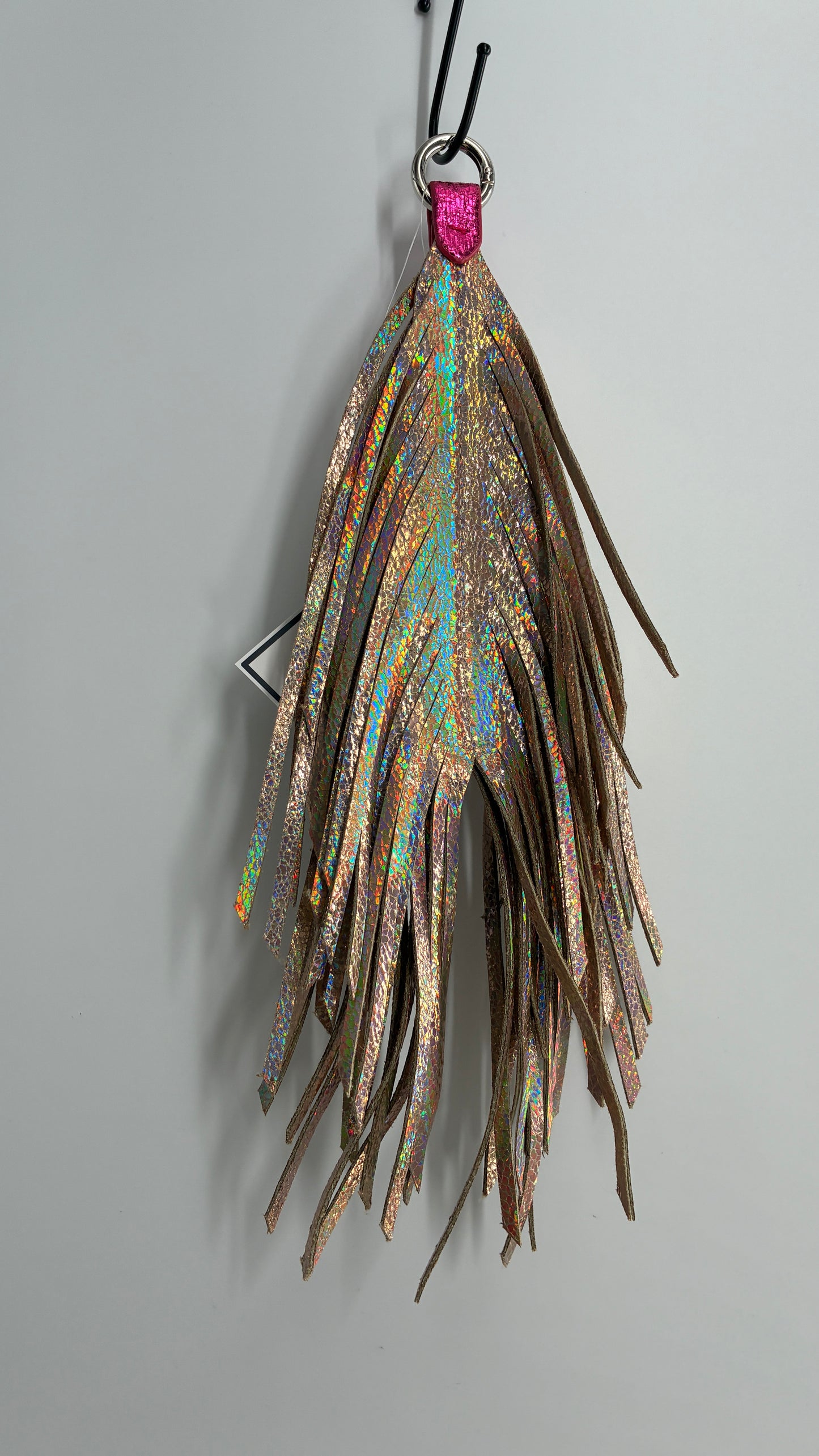 Free People Iridescent Feather Keychain with Tags Attached