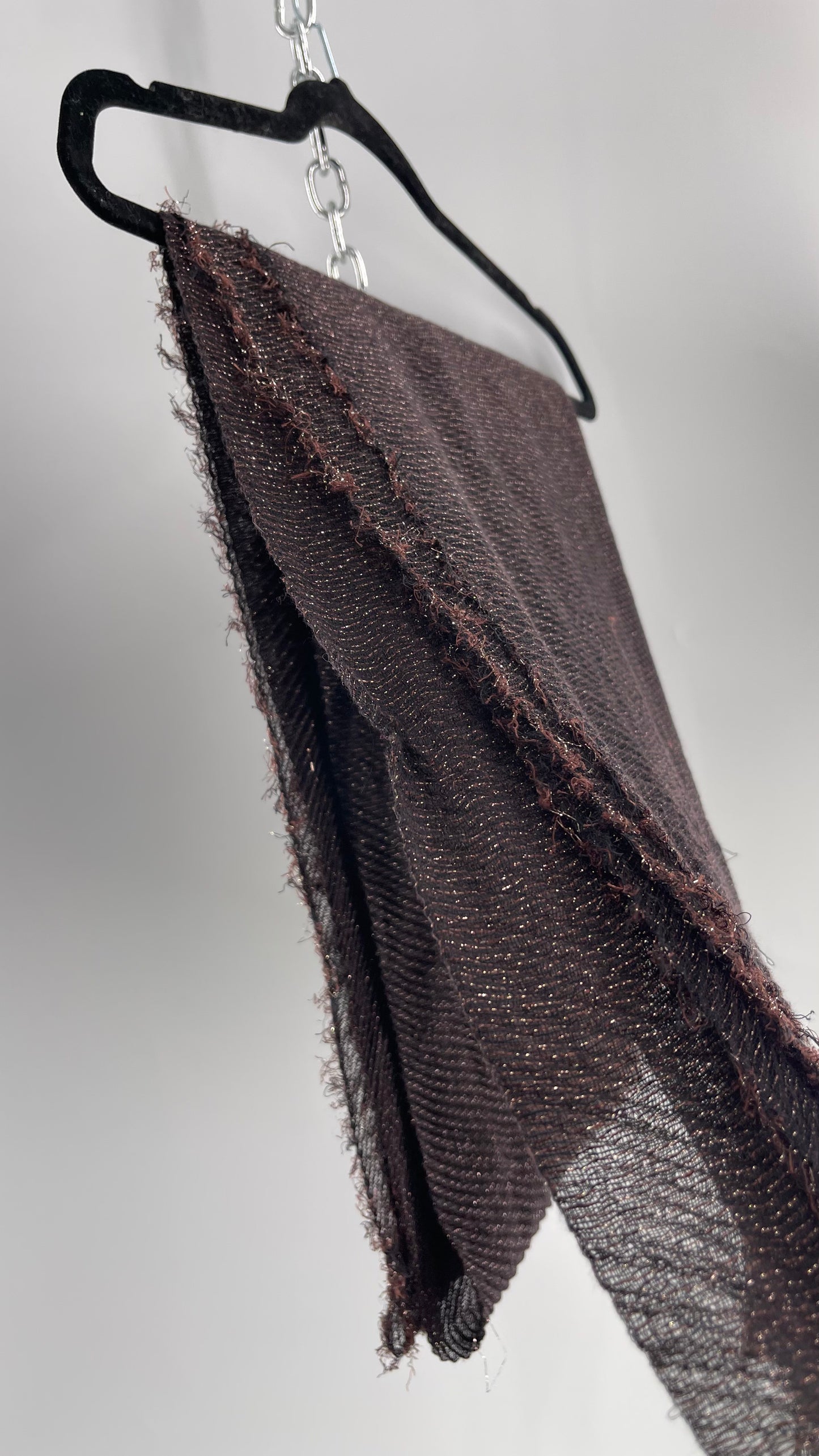 Maurice’s Black Thin Knit Voluminous Scarf with Bronze Woven Tinsel
