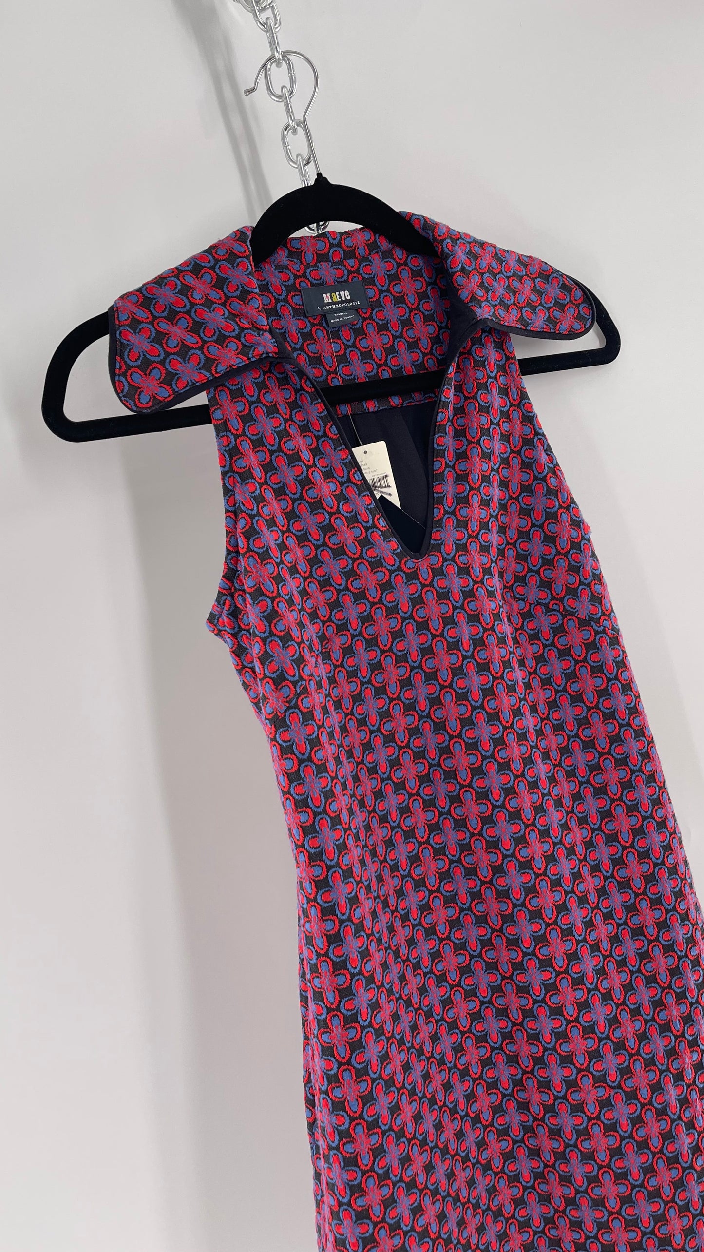 Maeve Anthropologie 1970s Retro Collared Tunic Mini Dress (XXS)