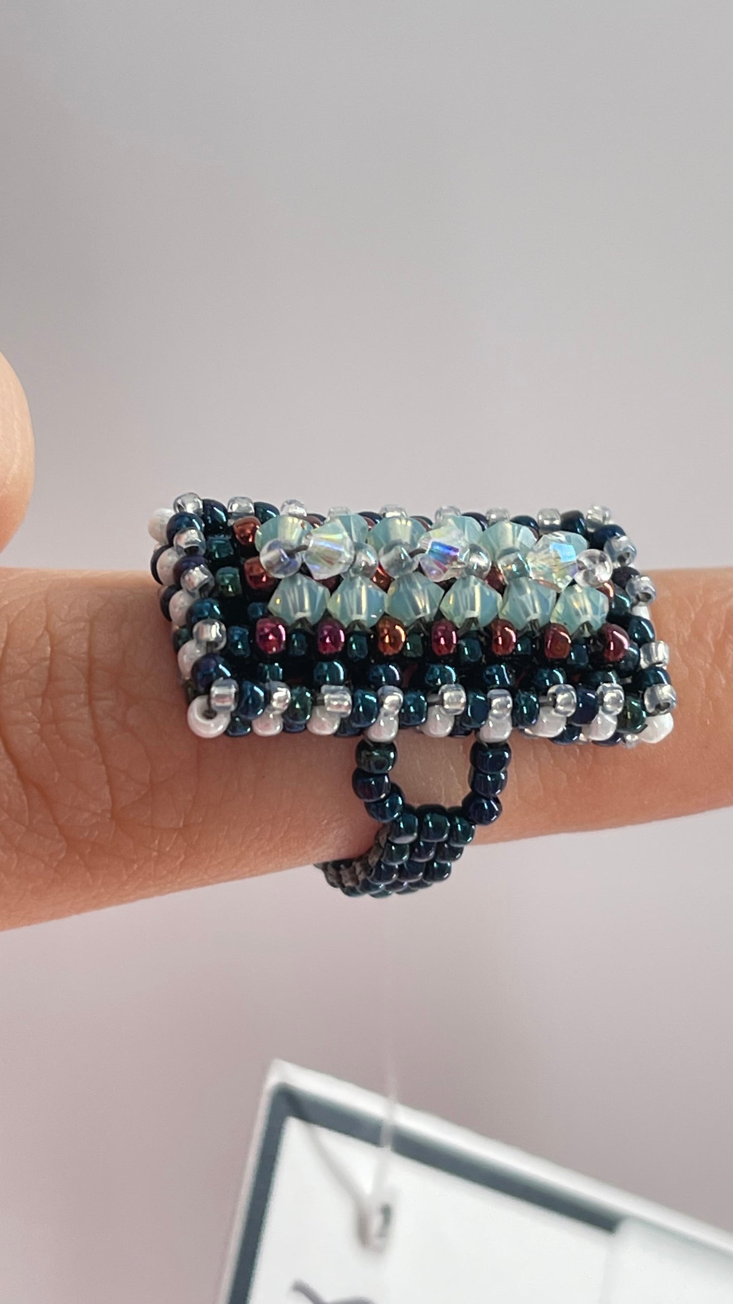 Vintage 70s Fully Beaded Ring