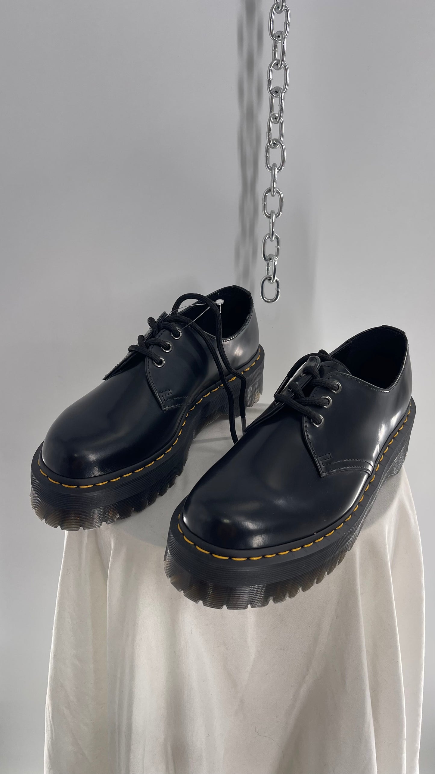 Dr.Martens Black Patent 1461 Quad li Leather Platform Oxfords (8.5L, 7.5M)