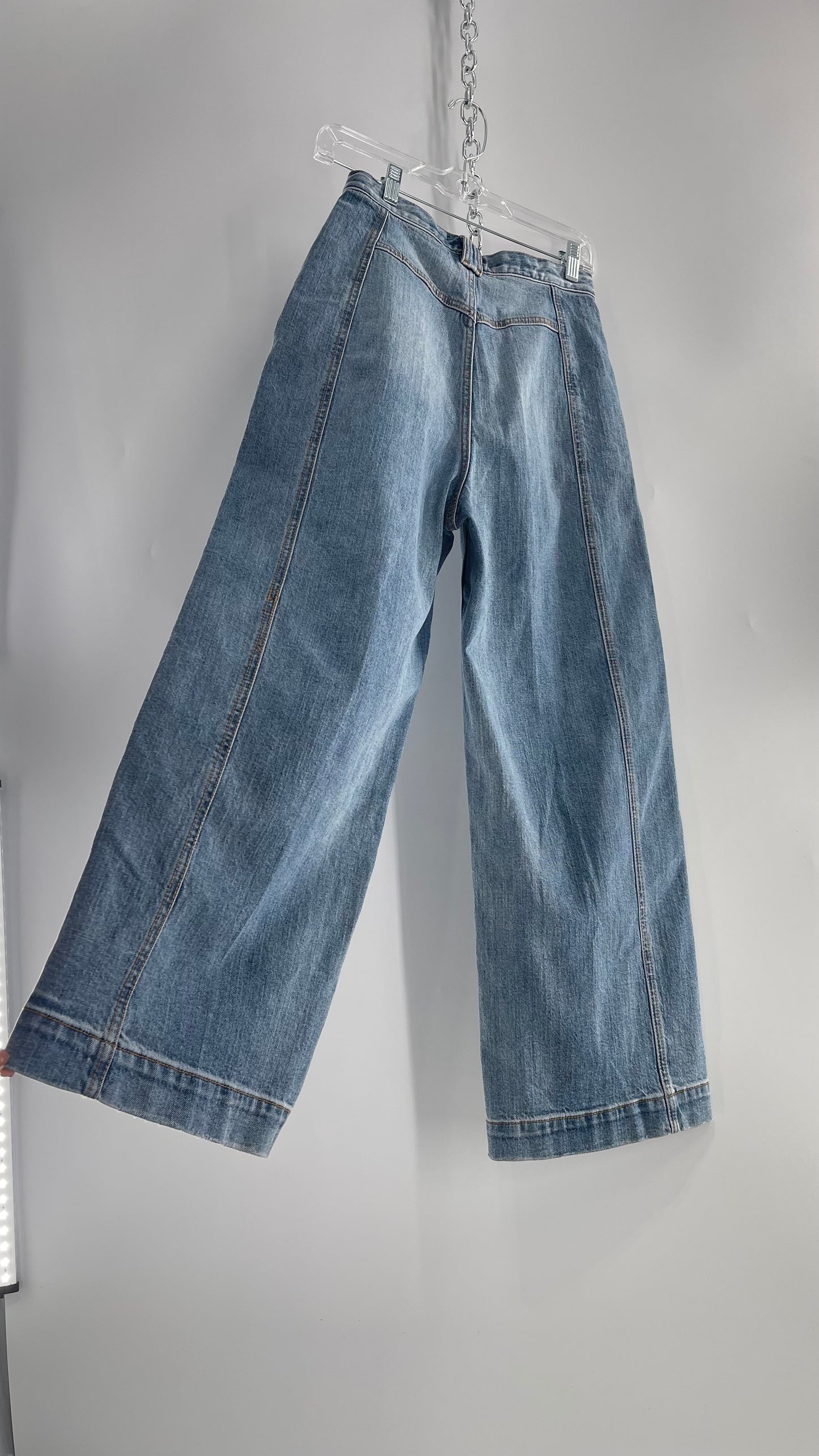 Free People Light Wash Wide Leg Slouchy Jeans (26)
