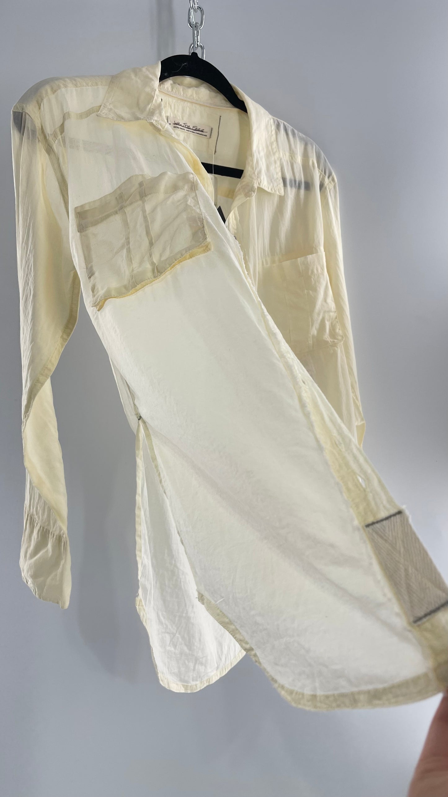 Free People Baby Yellow Sheer 100% Cotton Beachy Button Up with Tags Attached (XS)