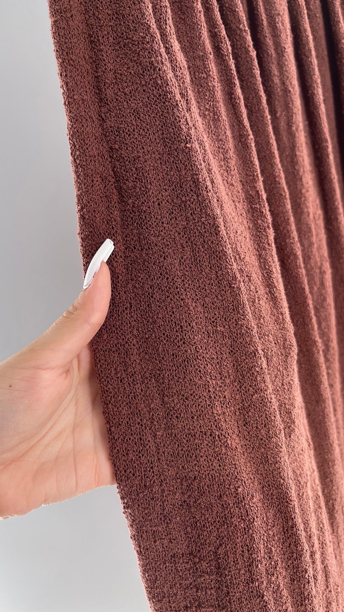 Free People Under the Stars Textured Brown Heavy Knit Maxi Dress  (Medium)