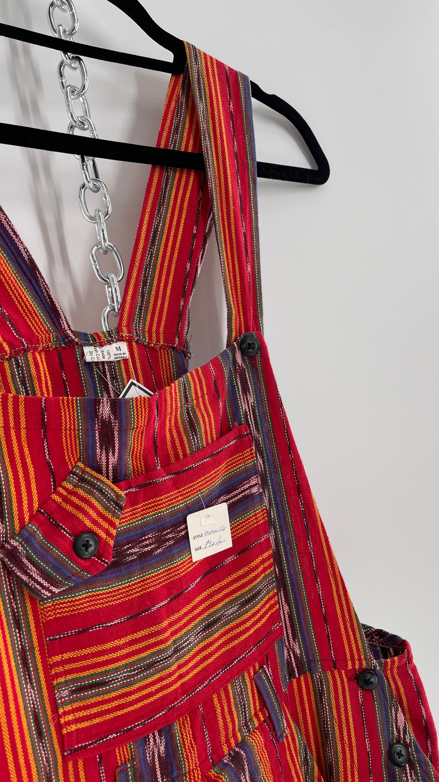 Vintage Red Baja 1970s Guatemalan Overalls (Medium)