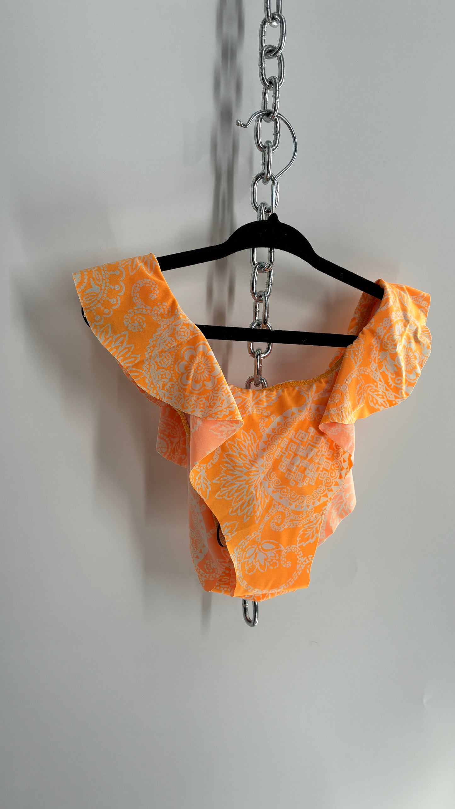 Deadstock Vintage O’NEILL Orange Ruffled Swim Bottom with Embroidered Logo (Small)