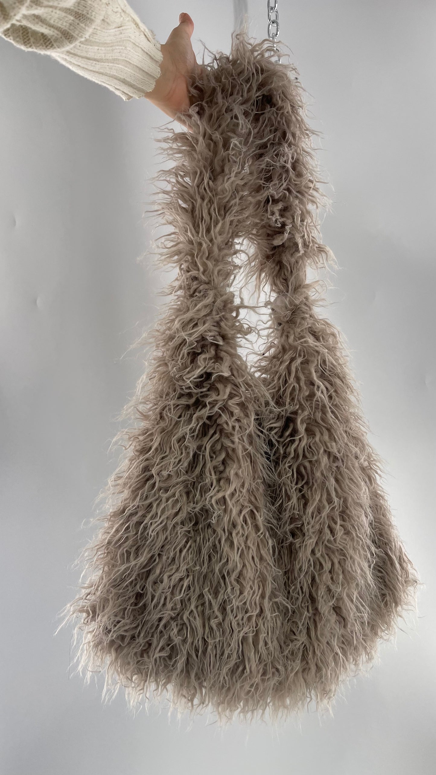 Free People Grey Shaggy Tote Bag