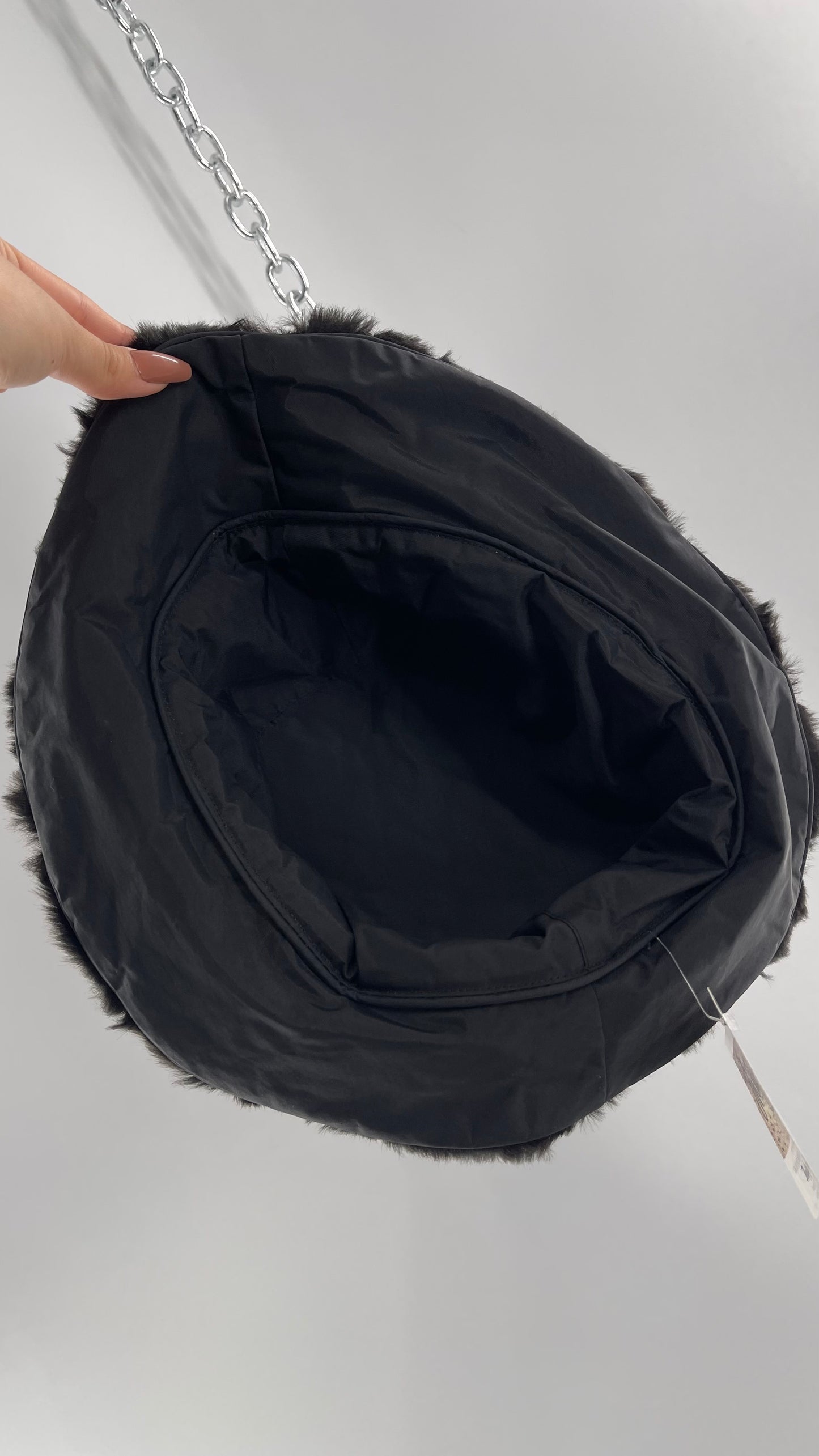 Vintage Black Fluffy Furry Reversible Bucket Hat