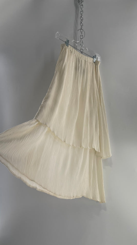 Vintage Barbara Lesser for Felicity Crimped Layered/Tiered Off White Skirt (M)