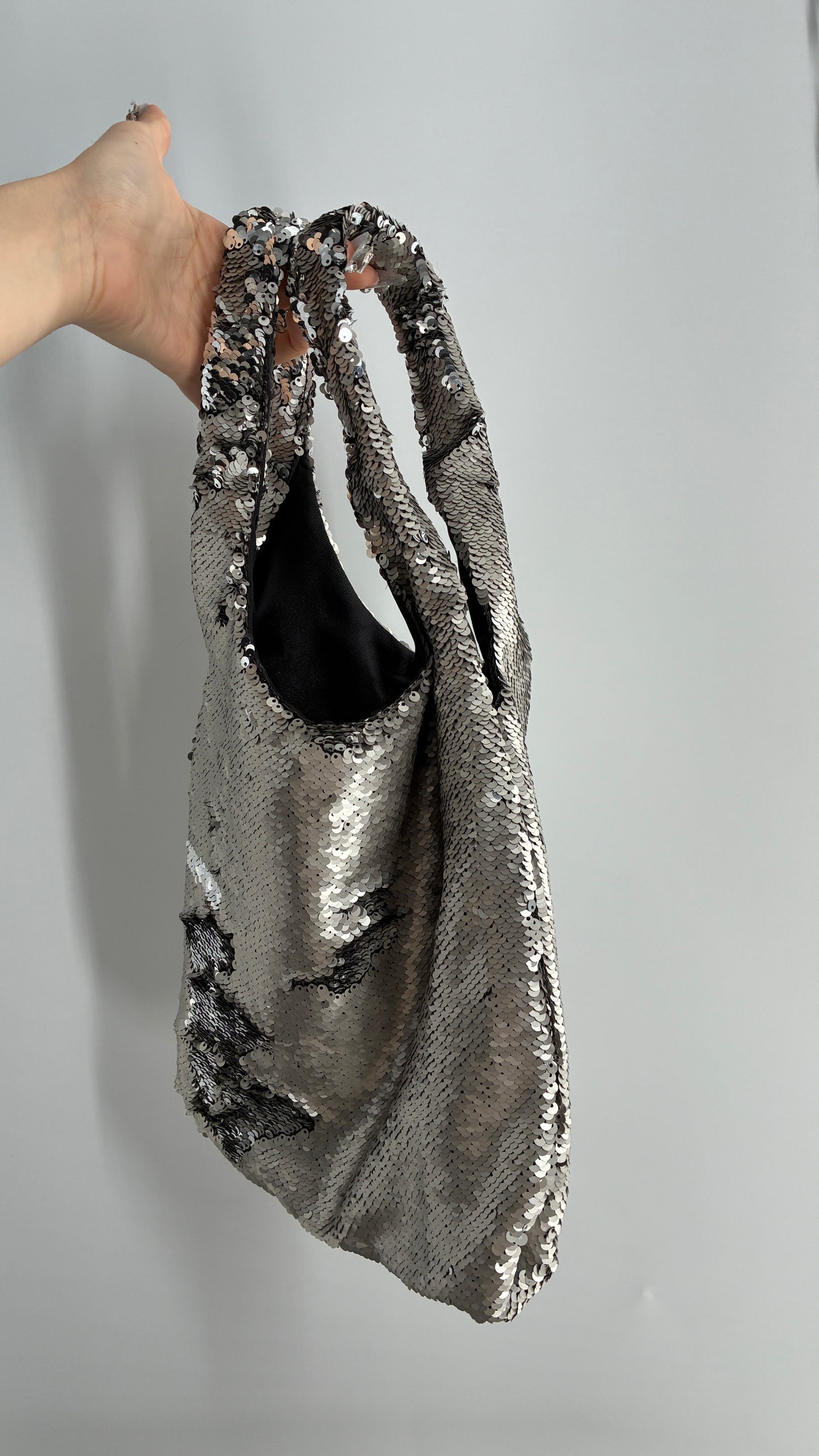 Free People ECOTE Silver Sequin Tote Bag
