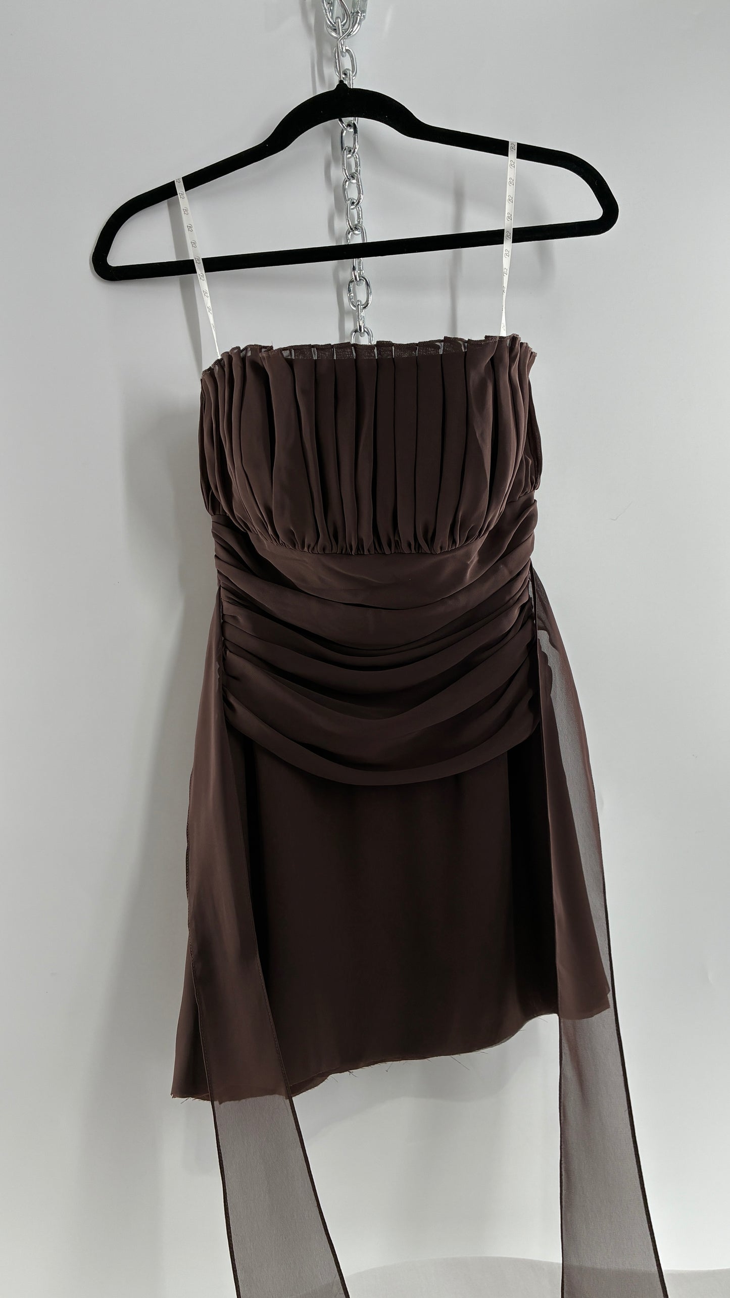 Vintage Brown Ruched Chopped Blouse with Pleated Bust (6)