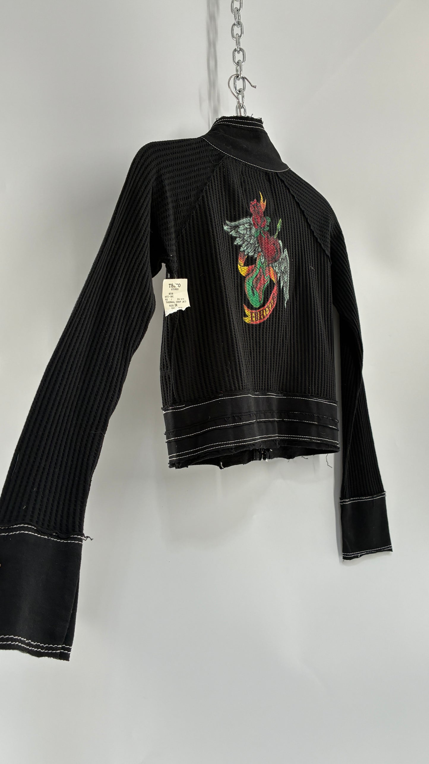 Deadstock 1990s Vintage WILD PUNCH Cropped Graphic Zip Up (Large)