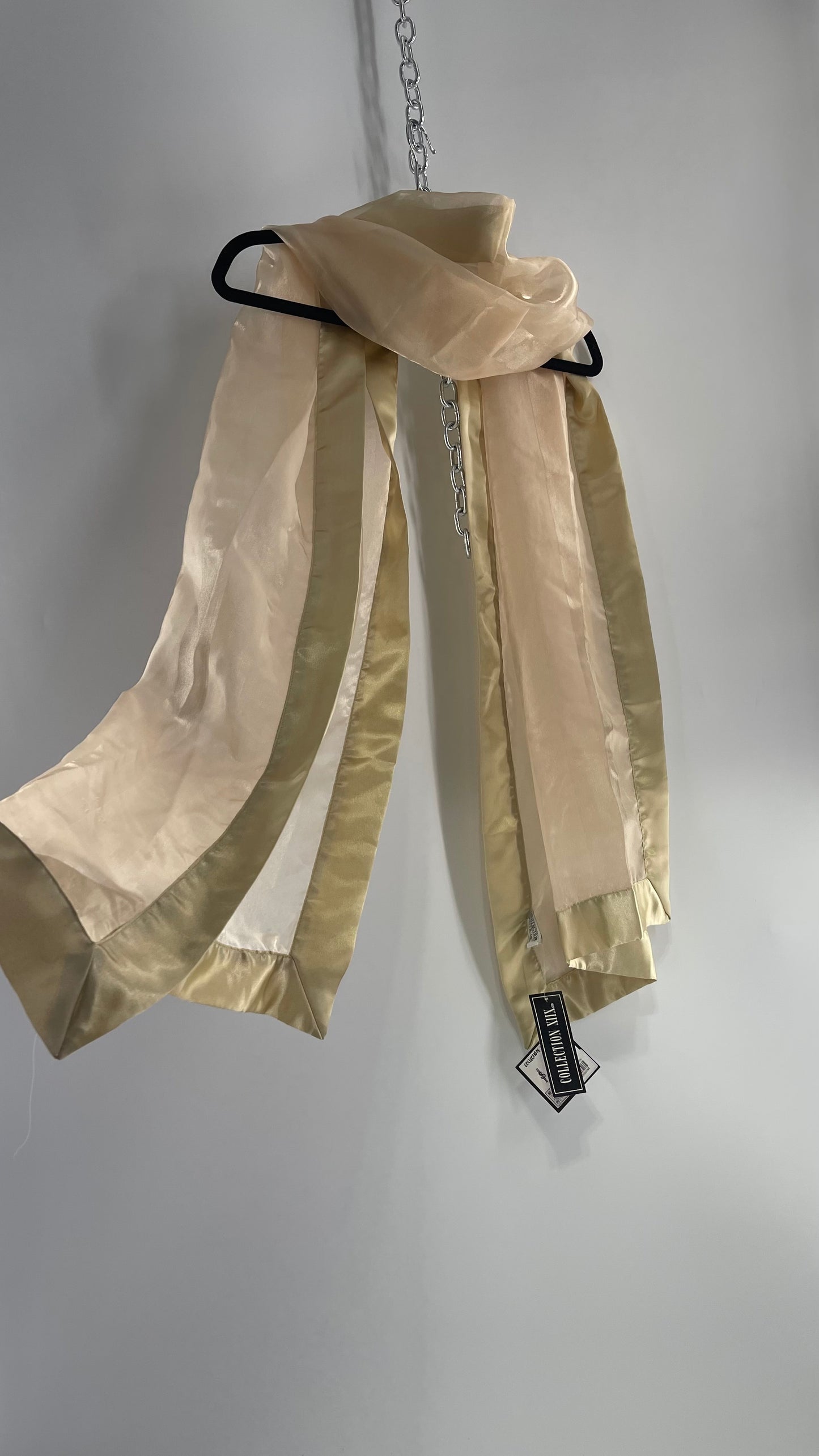 Deadstock Vintage Gold Voile Scarf with Tags Attached
