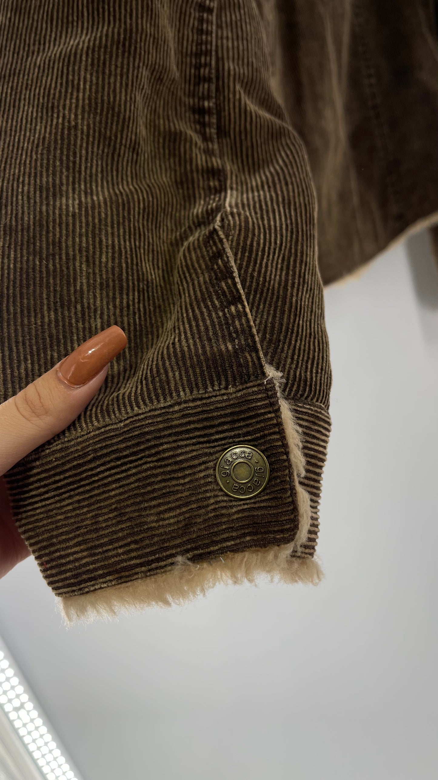 Vintage giacca Corduroy Cropped Jacket with Sherpa/Teddy Collar (Medium)