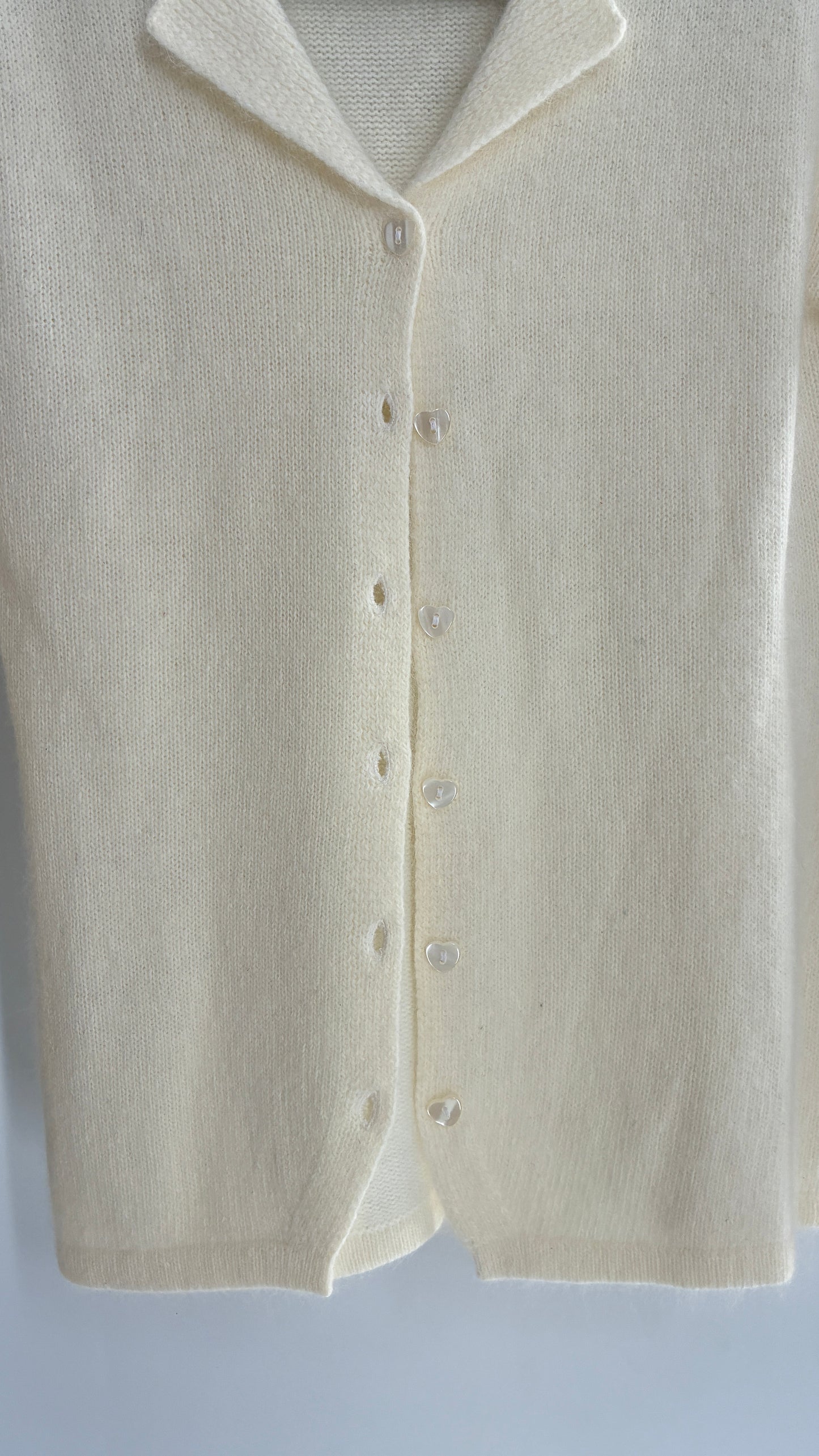 Vintage TAKEOUT Angora Rabbit Fur Blend White Cardigan (Medium)