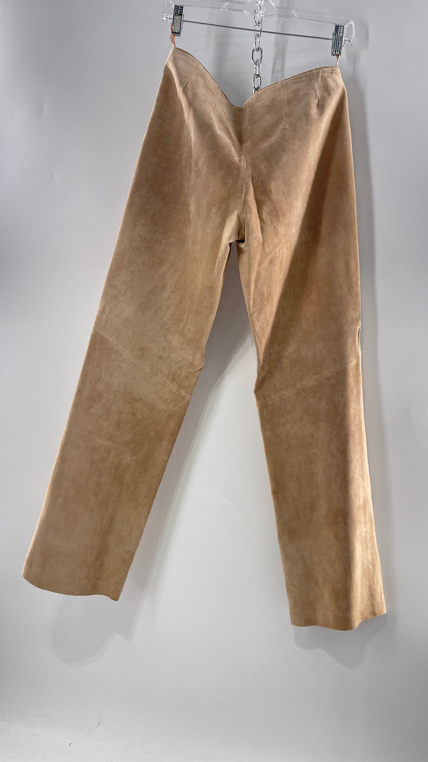 Deadstock Vintage Slouchy SienaStudio Oatmeal Tan Suede Pants (8)