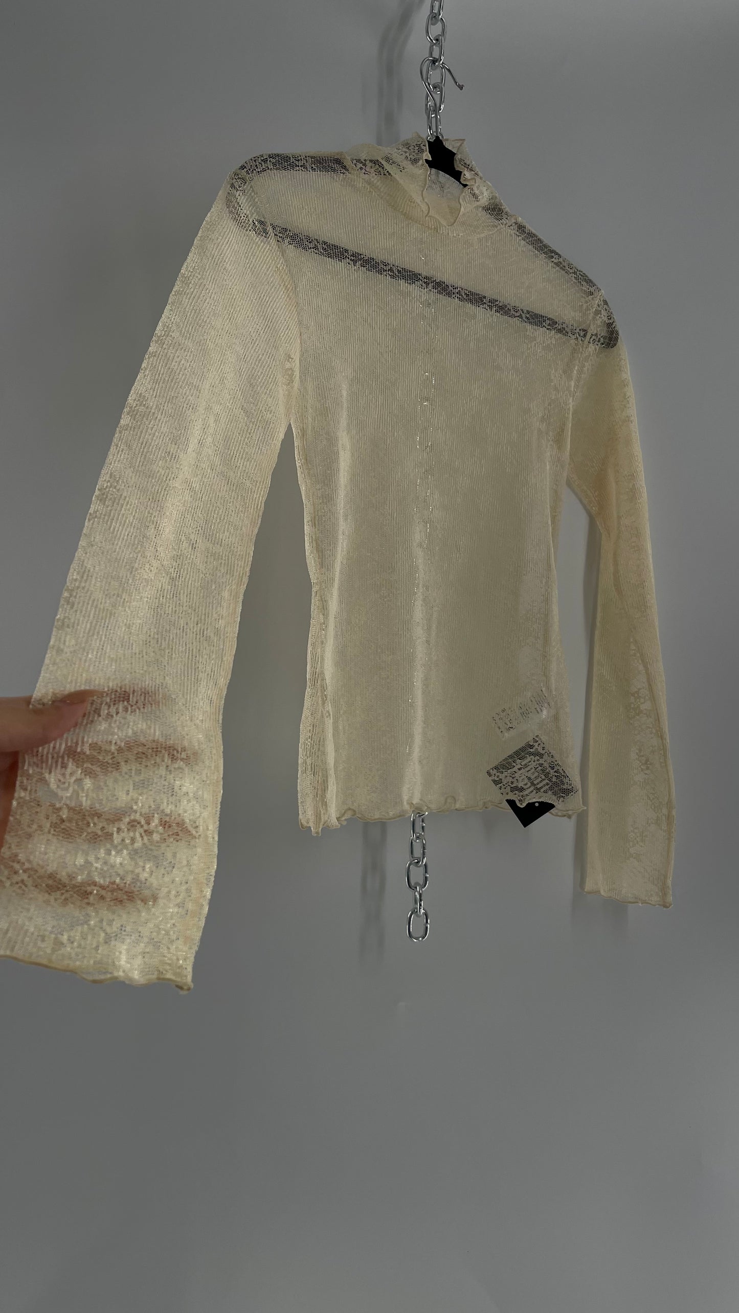 Free People Curetty Baby Yellow Lace Turtle Neck (Small)