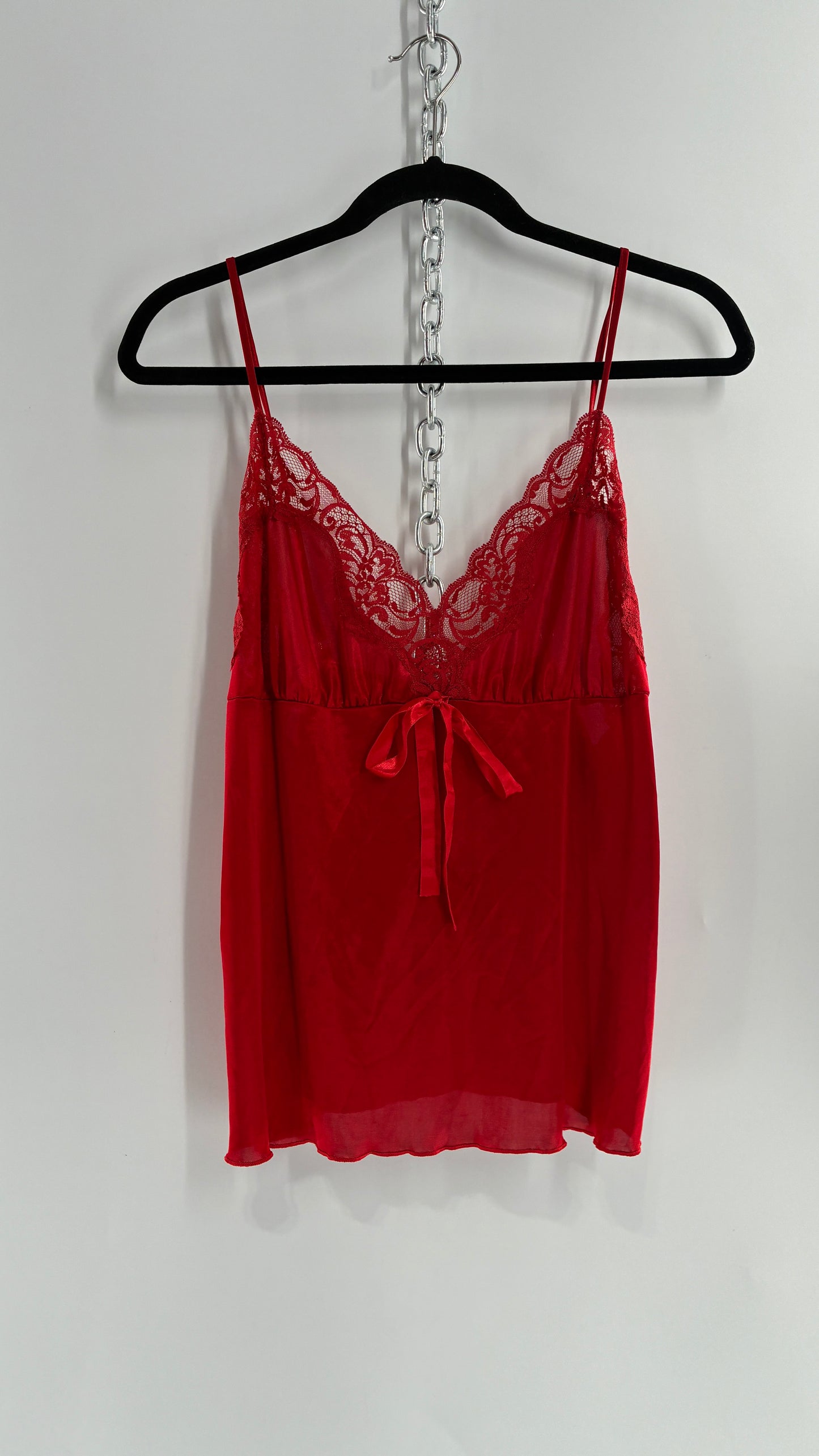 Vintage MARISA Red Lace Trim Camisole (Large)