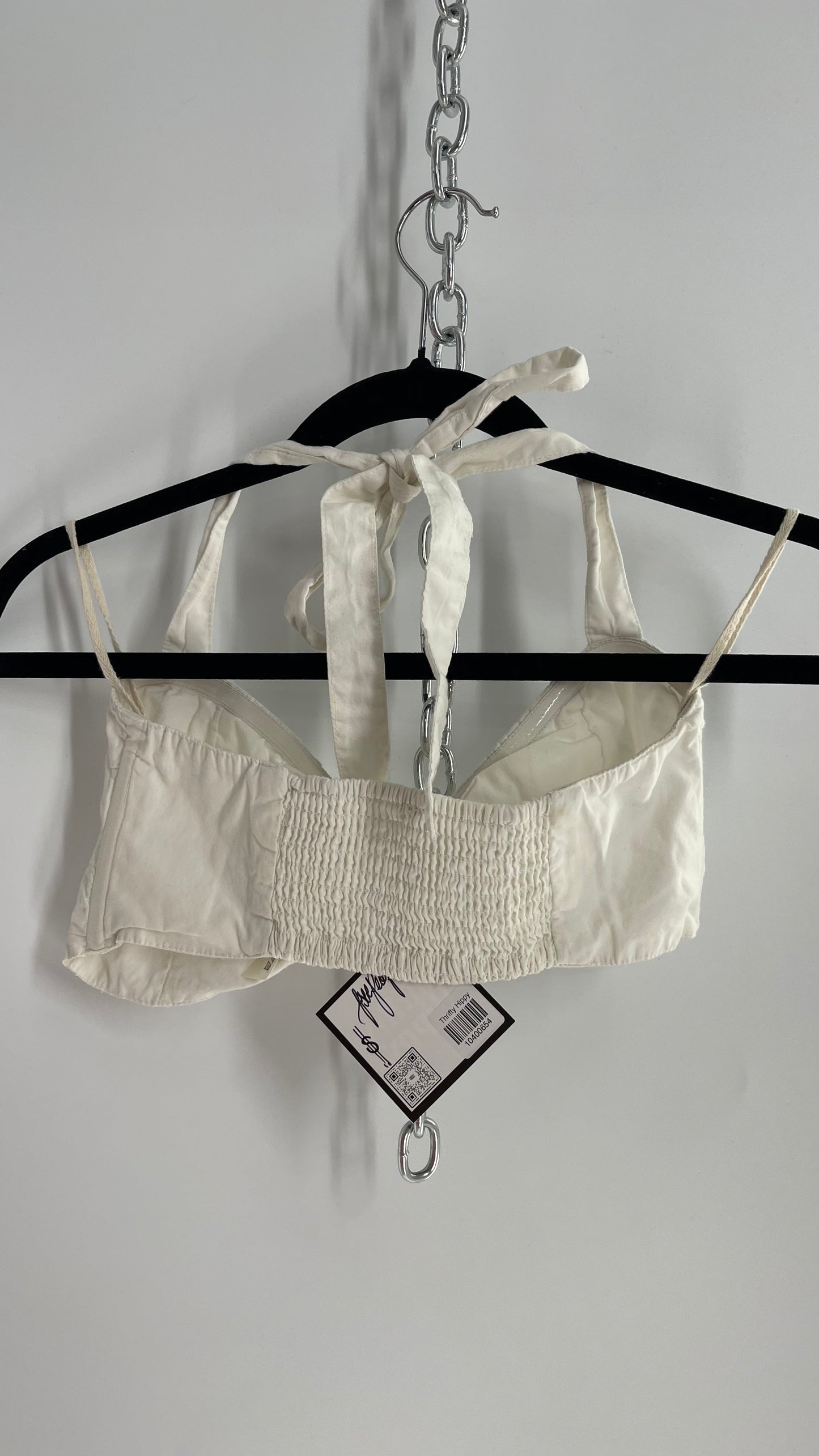 Free People Off White Tie Bust Halter Top (XS)