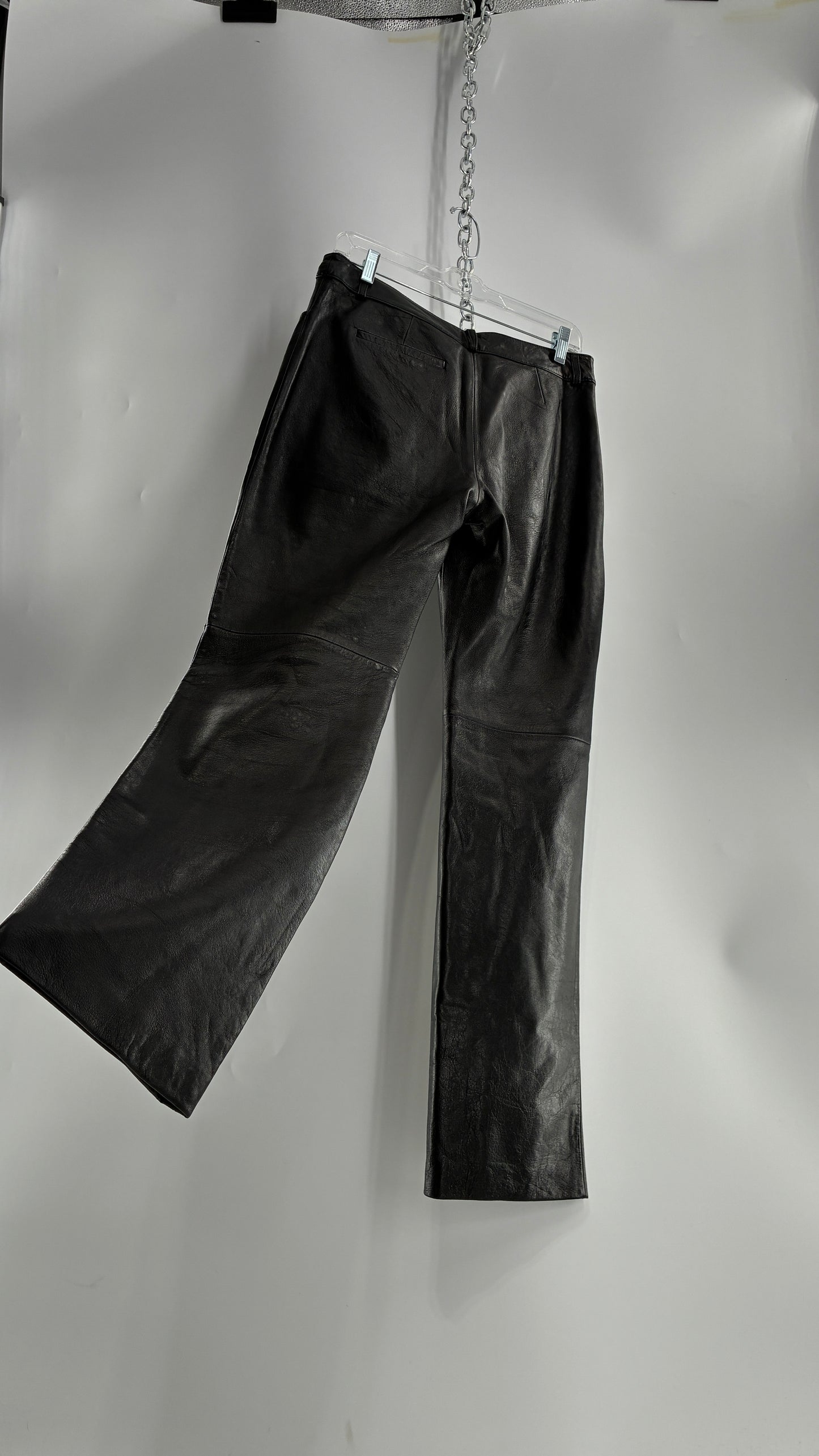 Vintage INC Black Soft Genuine Leather Side Closure Pants (6)