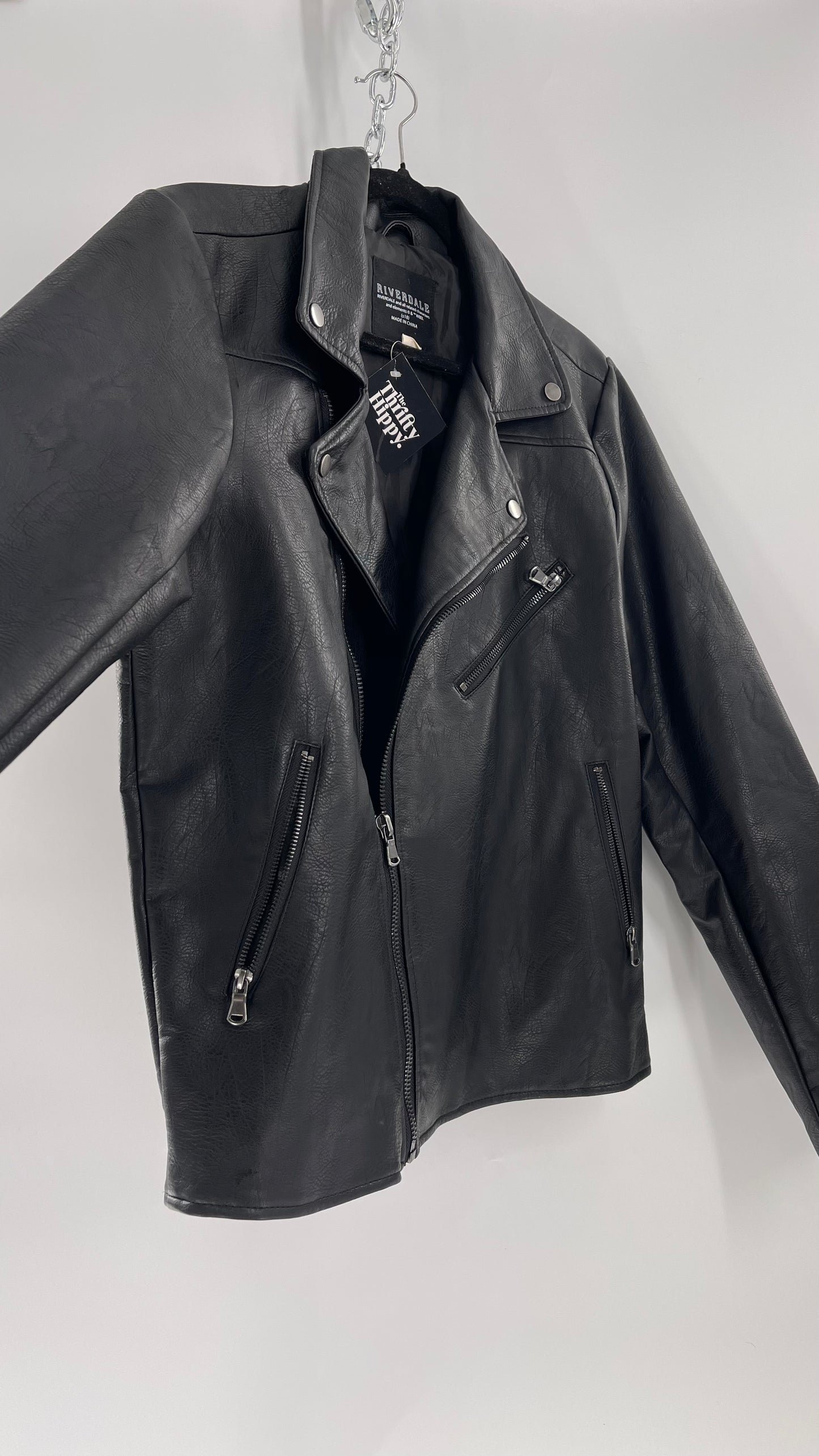 Riverdale Vegan Leather Jacket with Southside Serpents Embroidered Back (Medium)