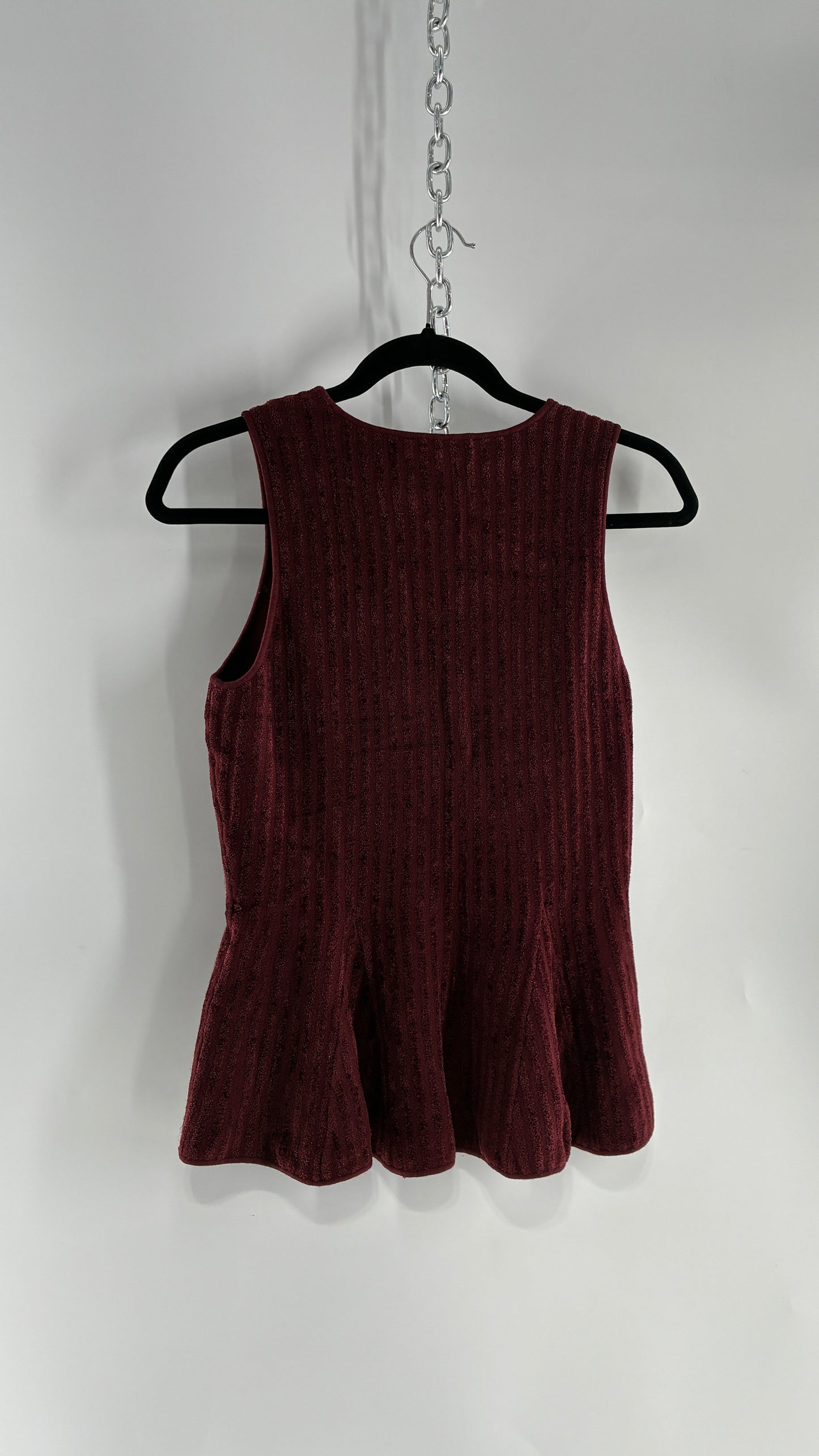 ANN TAYLOR Heavy Knit Burgundy Peplum Top (Small)