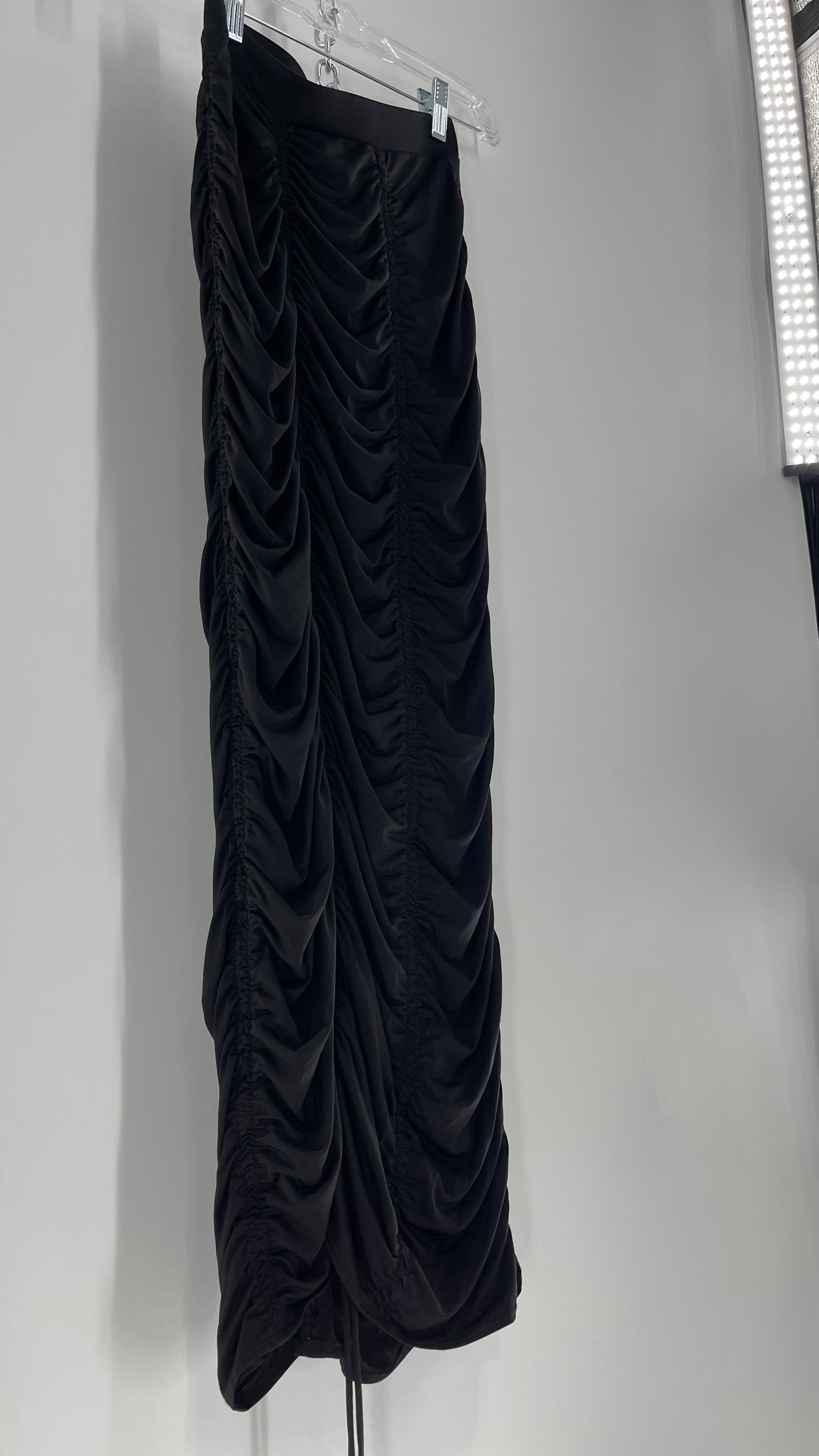 Urban Outfitters Black Ruched Full Length Lycra Skirt (XS)