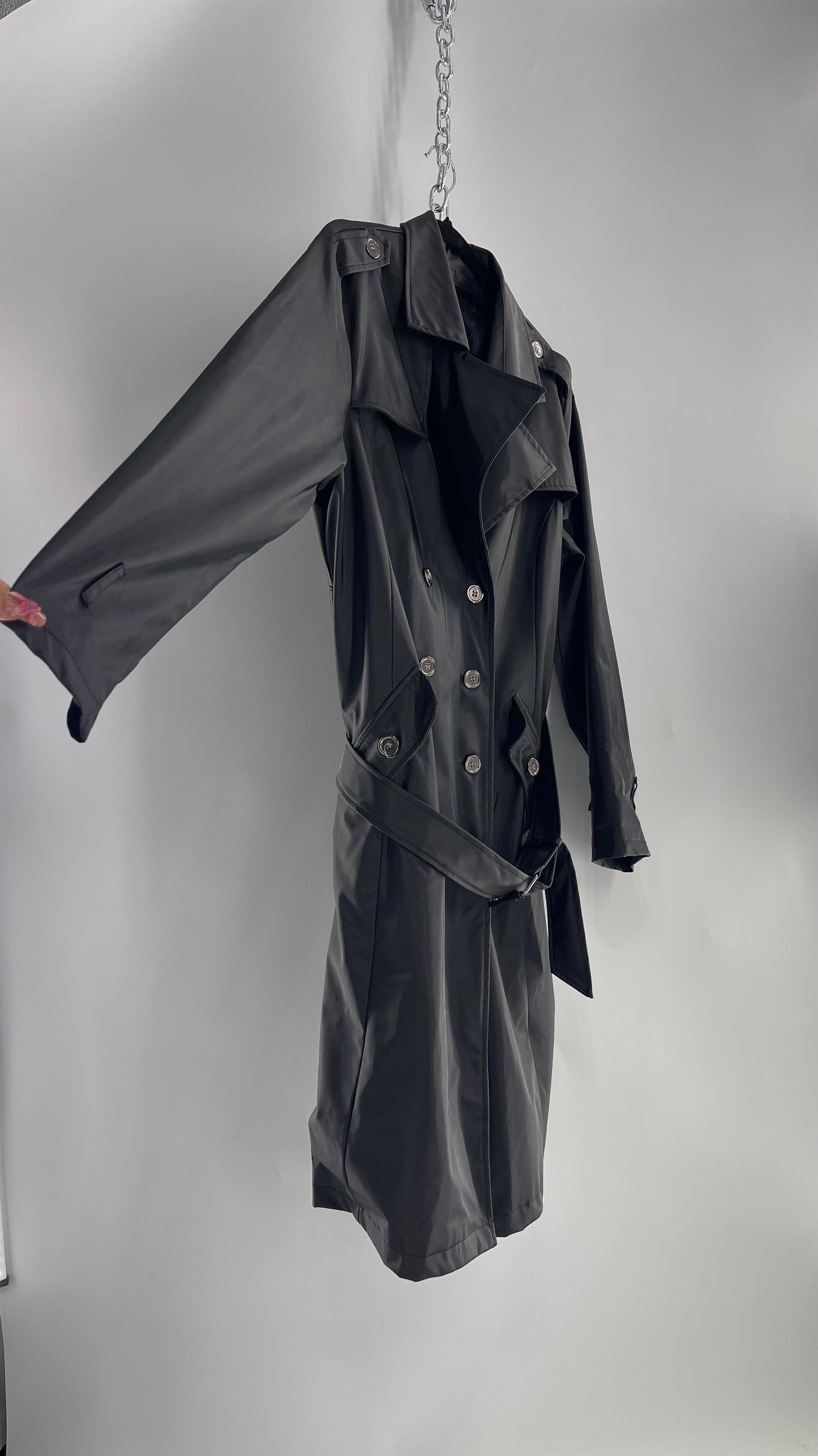 Vintage Outer Edge Dark Grey Trench Coat (Large)