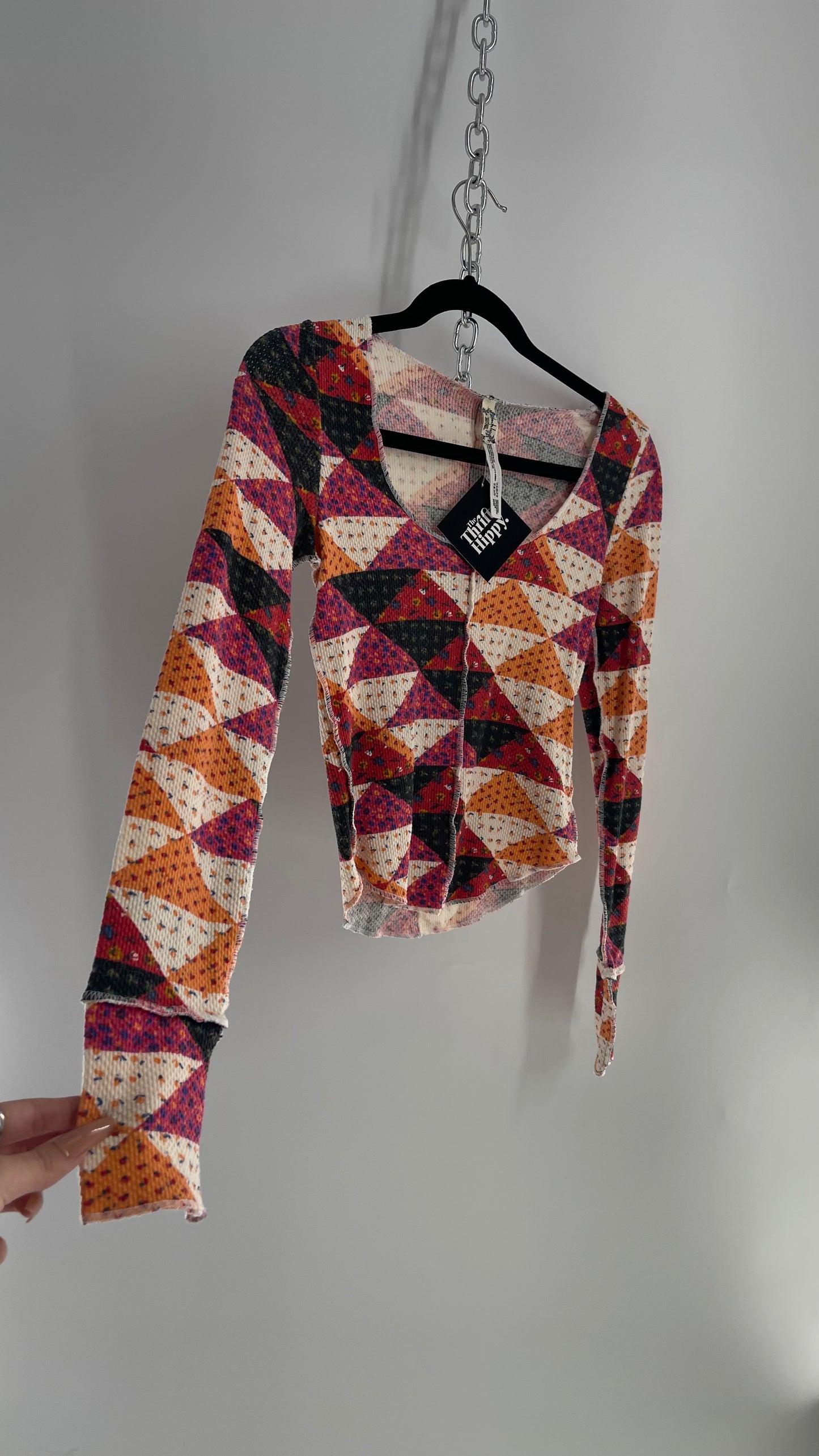 Free People Fall Patch Patterned Waffle Knit (Small)