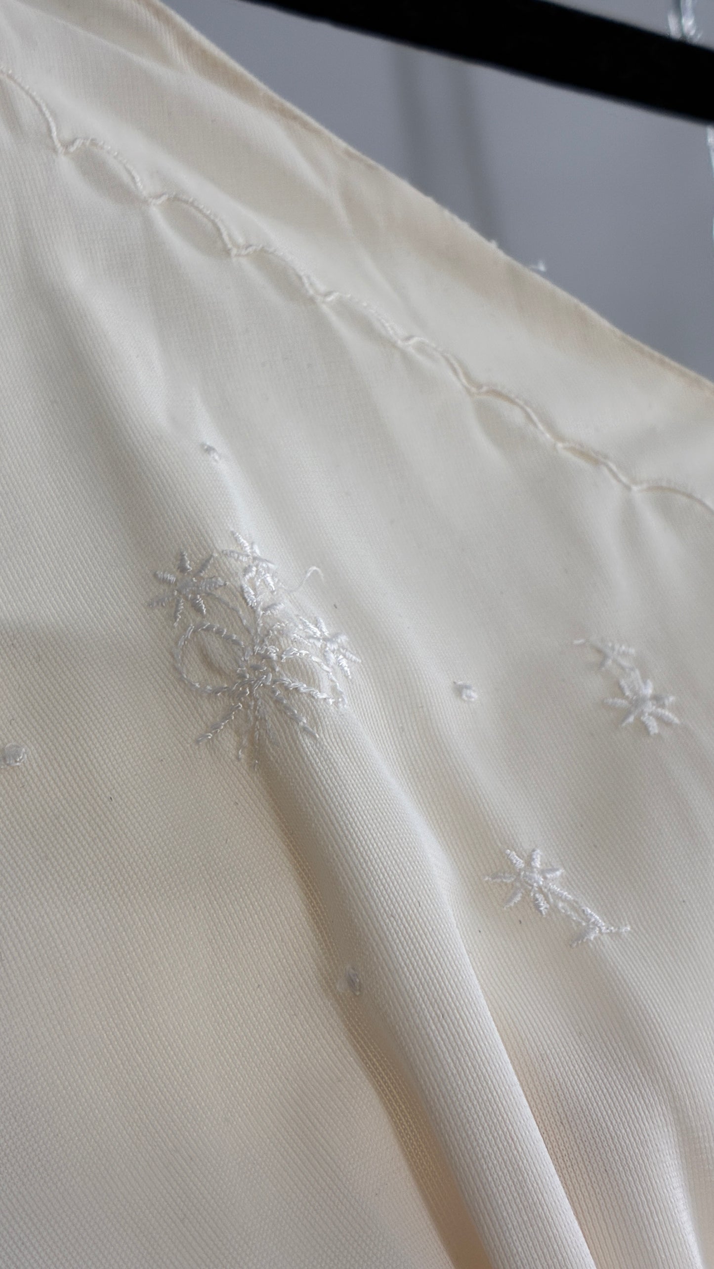Vintage Slip Dress with Pleated, Embroidered Bust (No Size or Label)