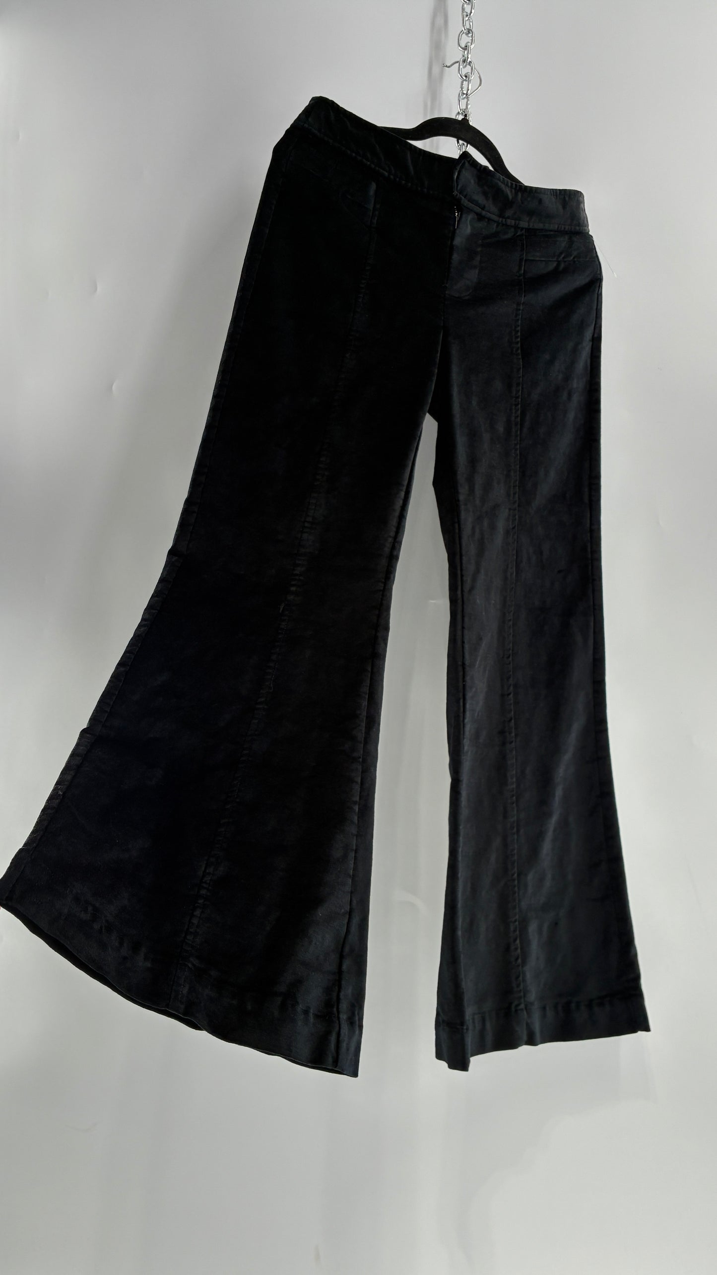 Free people Black Heavy Velour Velvet Walk with You Kick Flare Hot Pants(6)