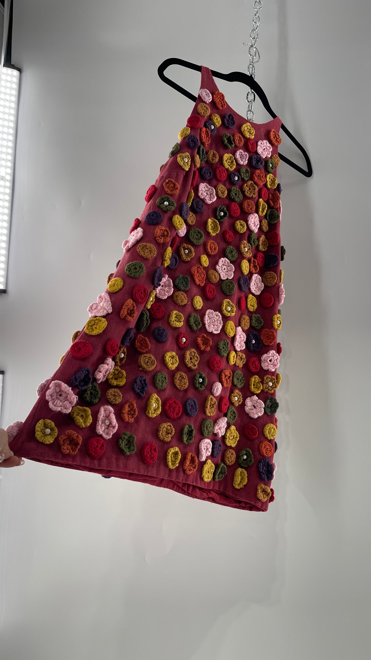 GUILD KALLOS Crochet Flower Appliqué Shift Dress (6)