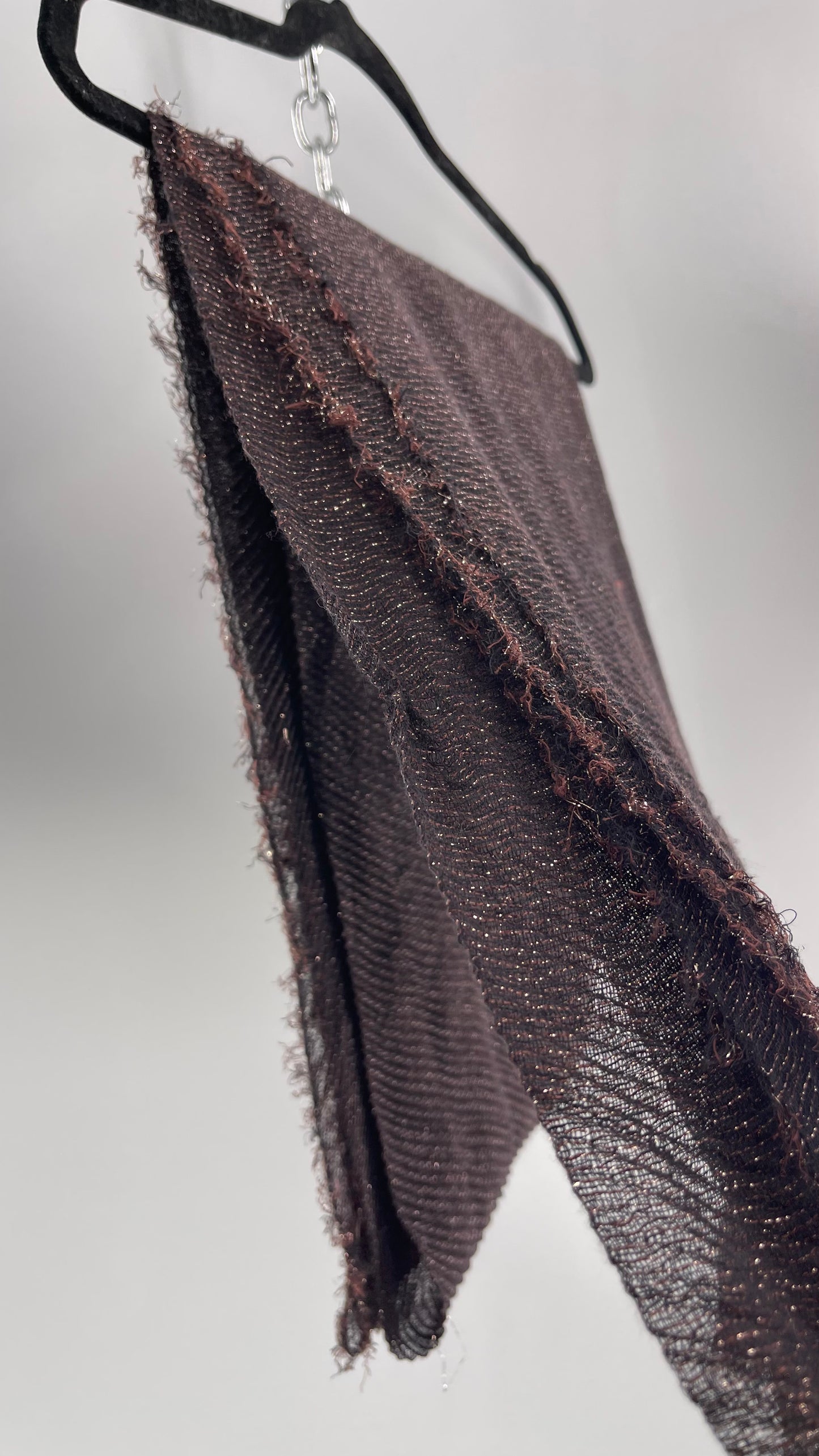 Maurice’s Black Thin Knit Voluminous Scarf with Bronze Woven Tinsel